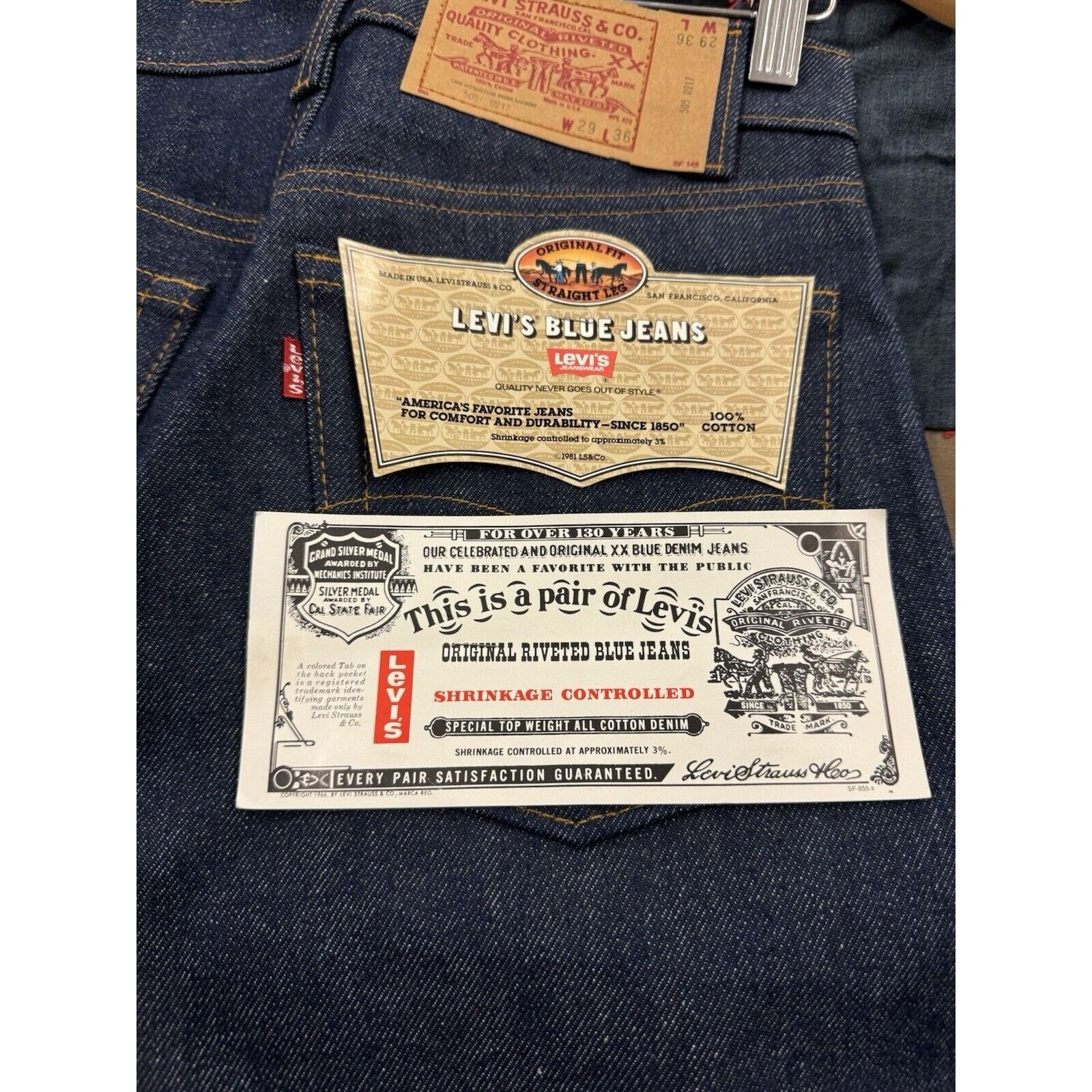 Deadstock True Vintage Levi's 505 Japan Denim Mens W29 X L36