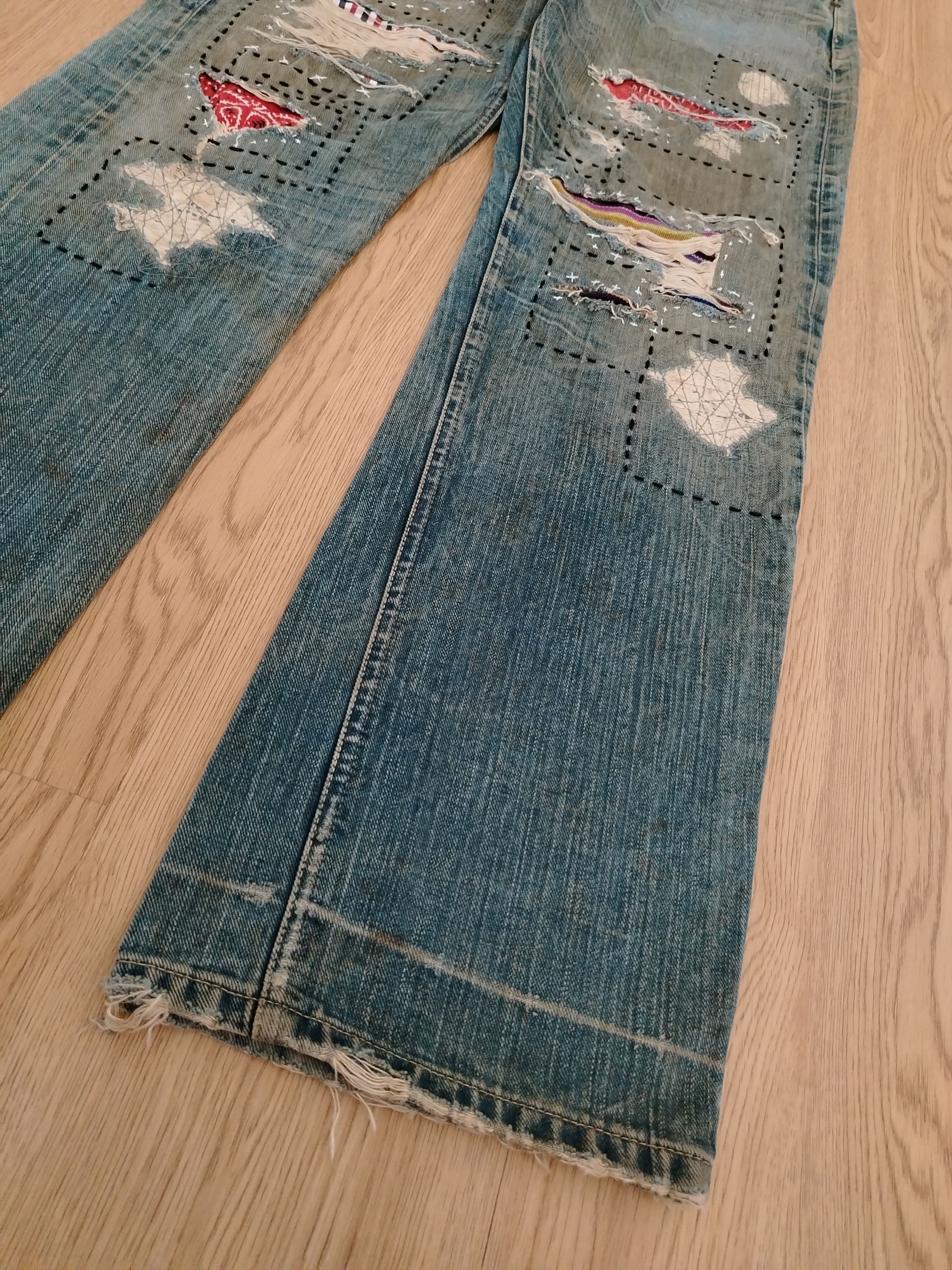 Sugar Cane Sugar Cane Jeans Vintage Sashiko Patches Size US 32 / EU 48 - 4 Thumbnail
