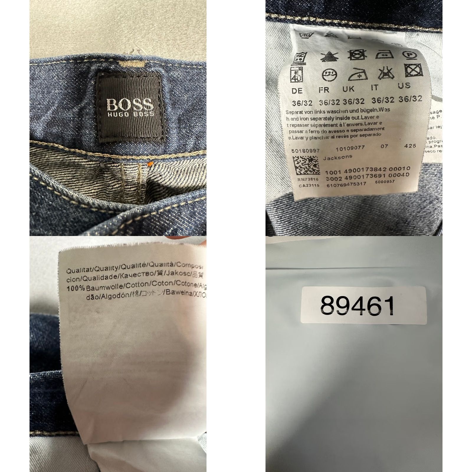 Hugo Boss HUGO BOSS Jeans Jacksons Straight Dark Wash Blue Denim 36x32 Mens Regular 5-Pocket Denim Button Fly Blue Jeans Men Size US 36 / EU 52 - 8 Thumbnail