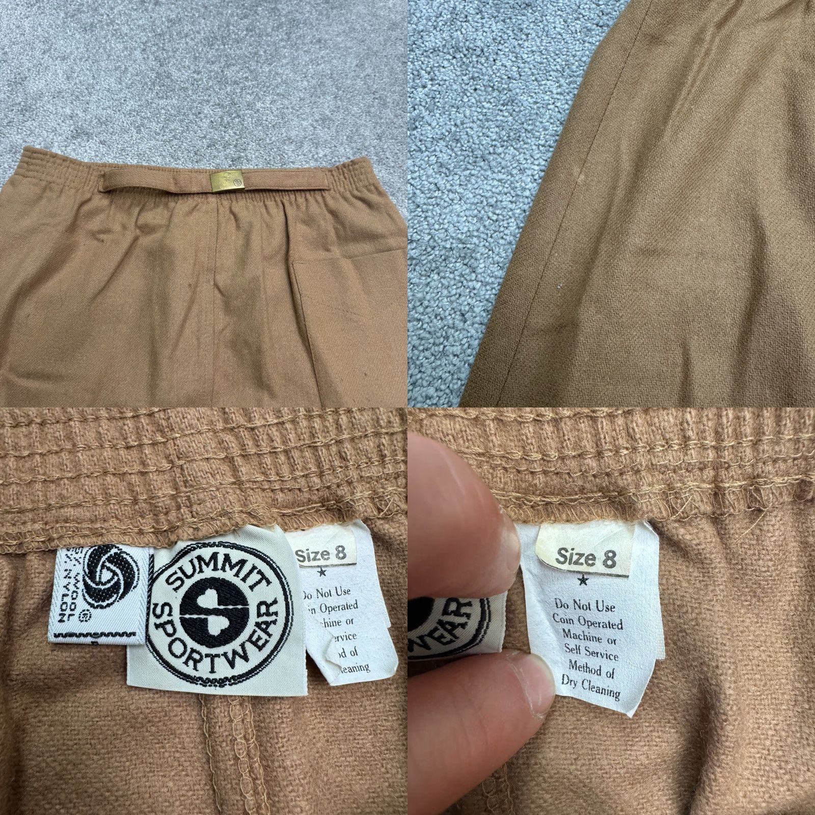 Vintage VINTAGE Summit Sportwear Wool Nylon Midi A-Line Skirt Women's Size 8 Brown Elastic Waist Fall Spring Summer Winter 90s Retro Classic Size 30" / US 8 / IT 44 - 8 Thumbnail