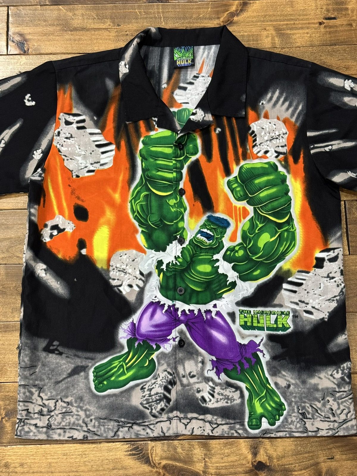 Marvel Comics Vintage 2002 The Incredible Hulk All Over Print Button Up Size US L / EU 52-54 / 3 - 2 Thumbnail