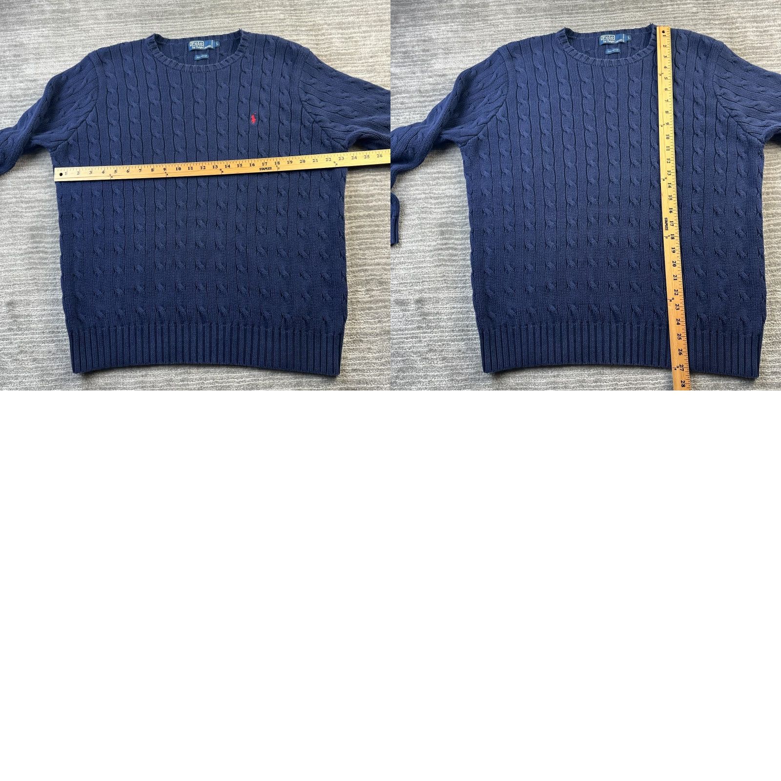 Polo Ralph Lauren Polo Ralph Lauren Sweater Mens Large Blue Cable Knit Pony Cotton Heavy Size US L / EU 52-54 / 3 - 8 Thumbnail