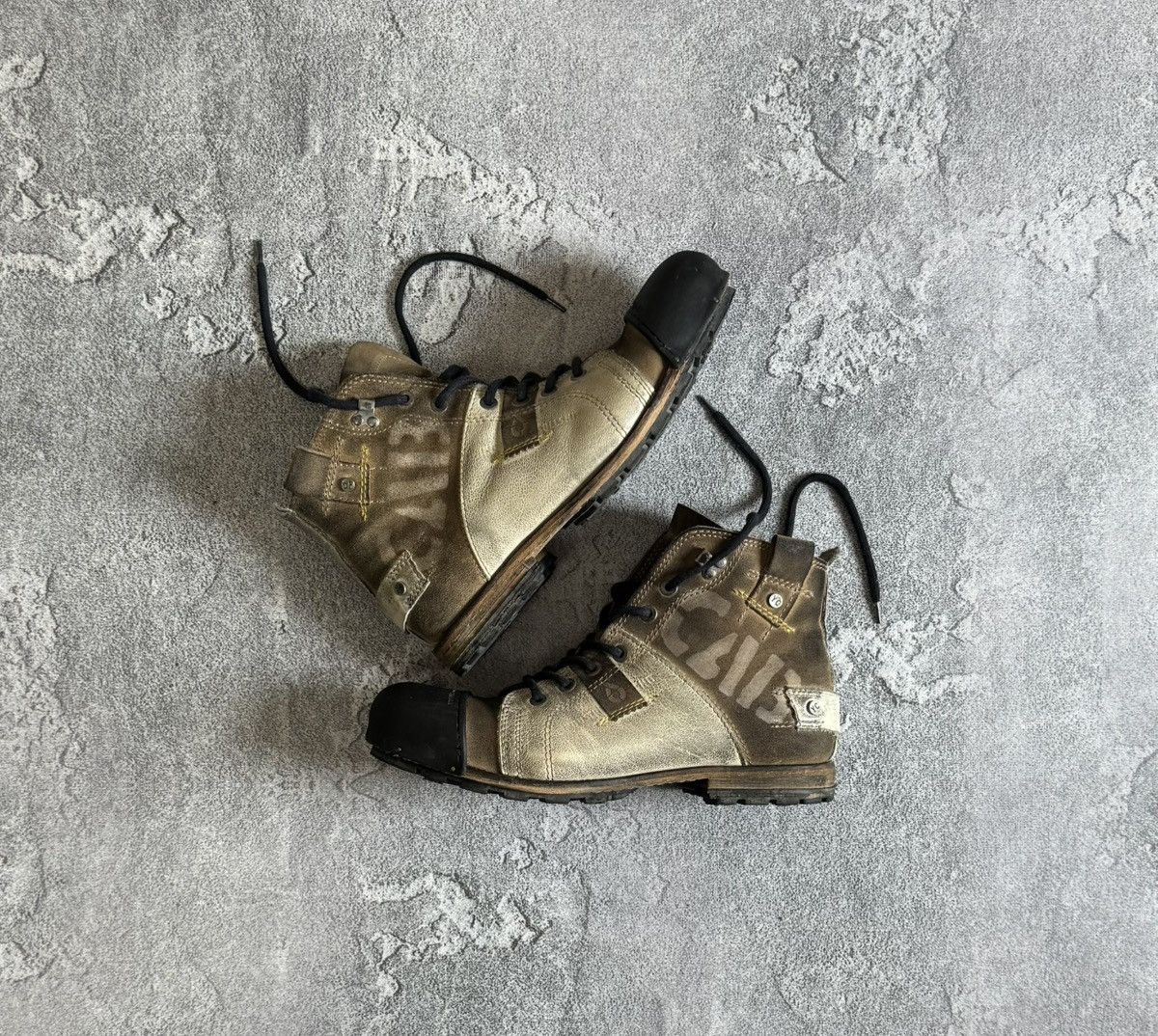 Avant Garde x Vintage Yellow Cab Industrial 45Size Leder Herren Boots Shoes Biker, Men's (Size 12)