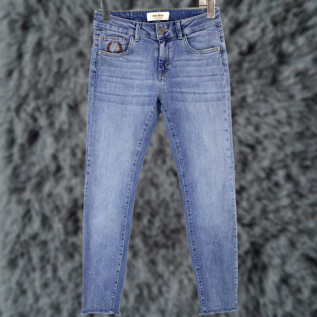 Vintage MOS MOSH Jeans Women's Skinny W25 Blue Denim Pants Zip Fly Size 42" / US 20 - 1 Thumbnail