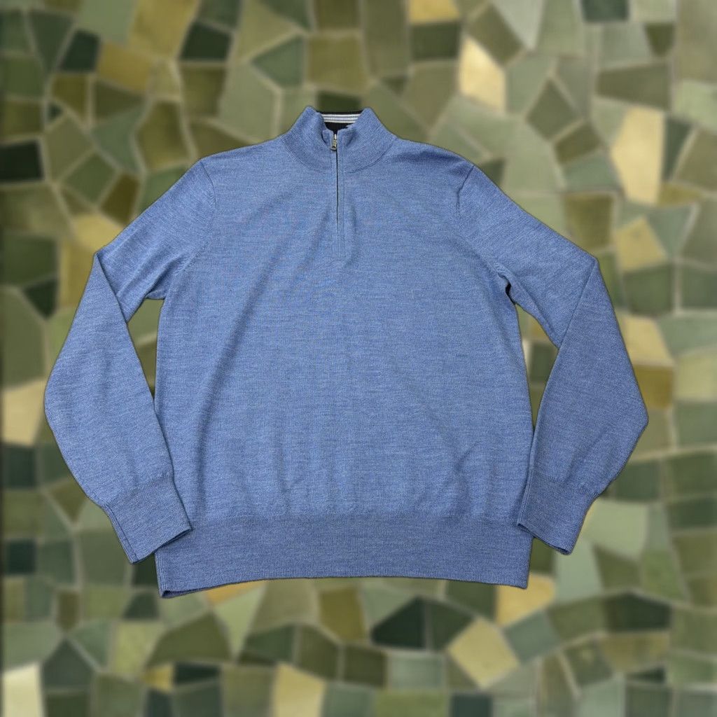 Brooks Brothers Brooks Brothers Sweater Mens Small Blue Merino Wool Quarter Zip Knit Pullover Size US S / EU 44-46 / 1 - 1 Thumbnail