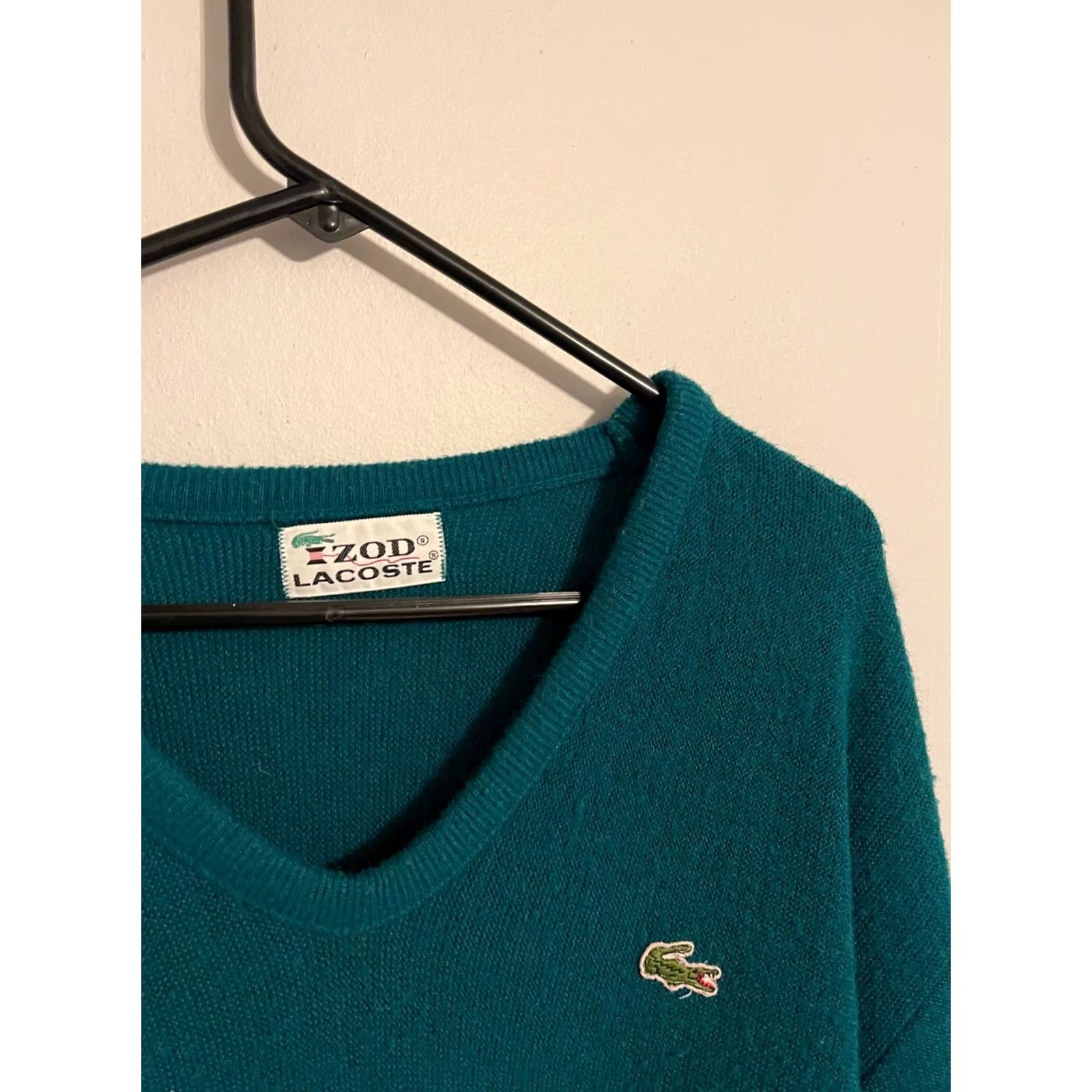 Vintage VINTAGE Lacoste Izod ILGWU Union Made USA Green V-Neck Sweater Men's XLarge Size US XL / EU 56 / 4 - 2 Thumbnail