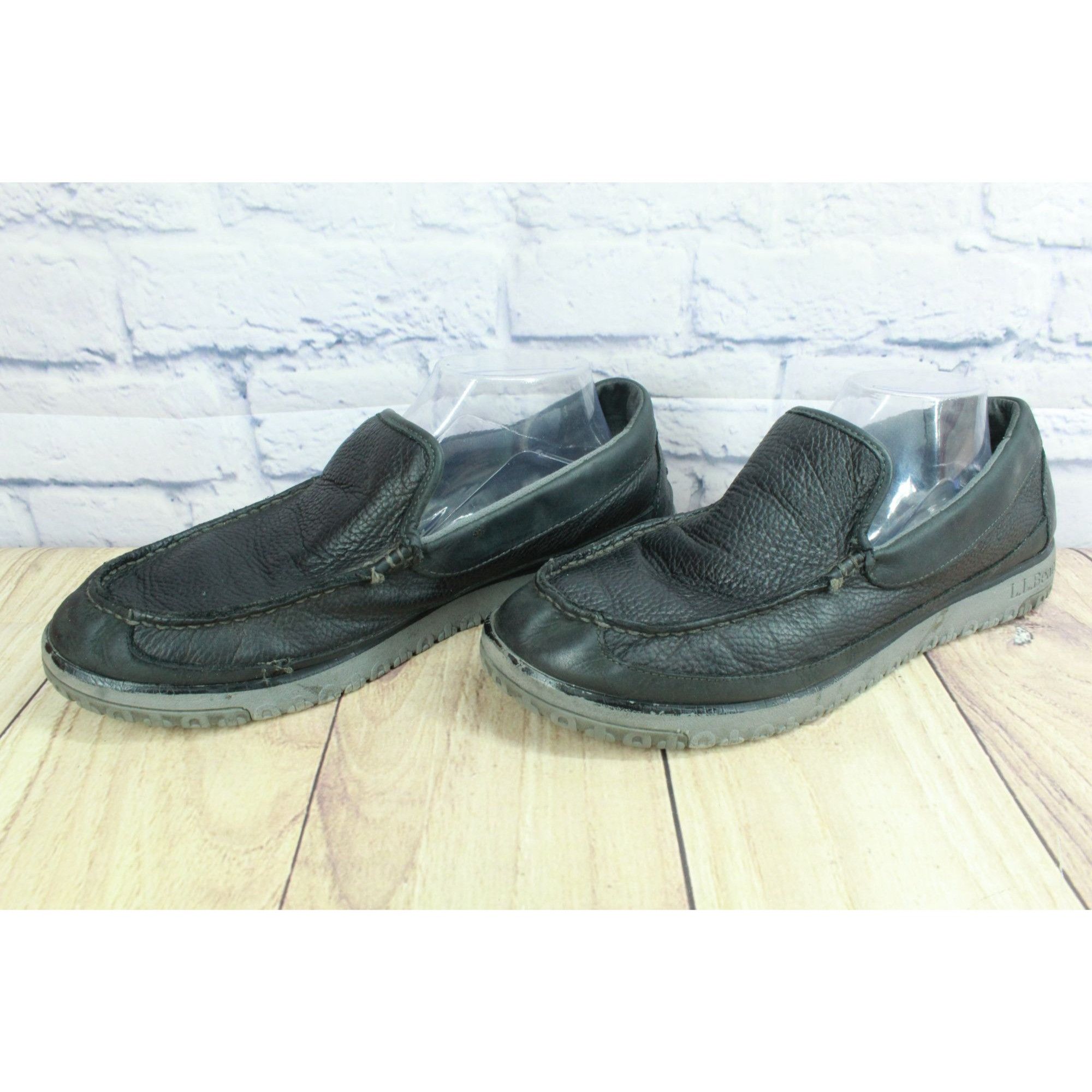 L.L. Bean LL Bean Men's Black Leather All Week Slip On Moccasins Size US 11 / EU 44 - 3 Thumbnail