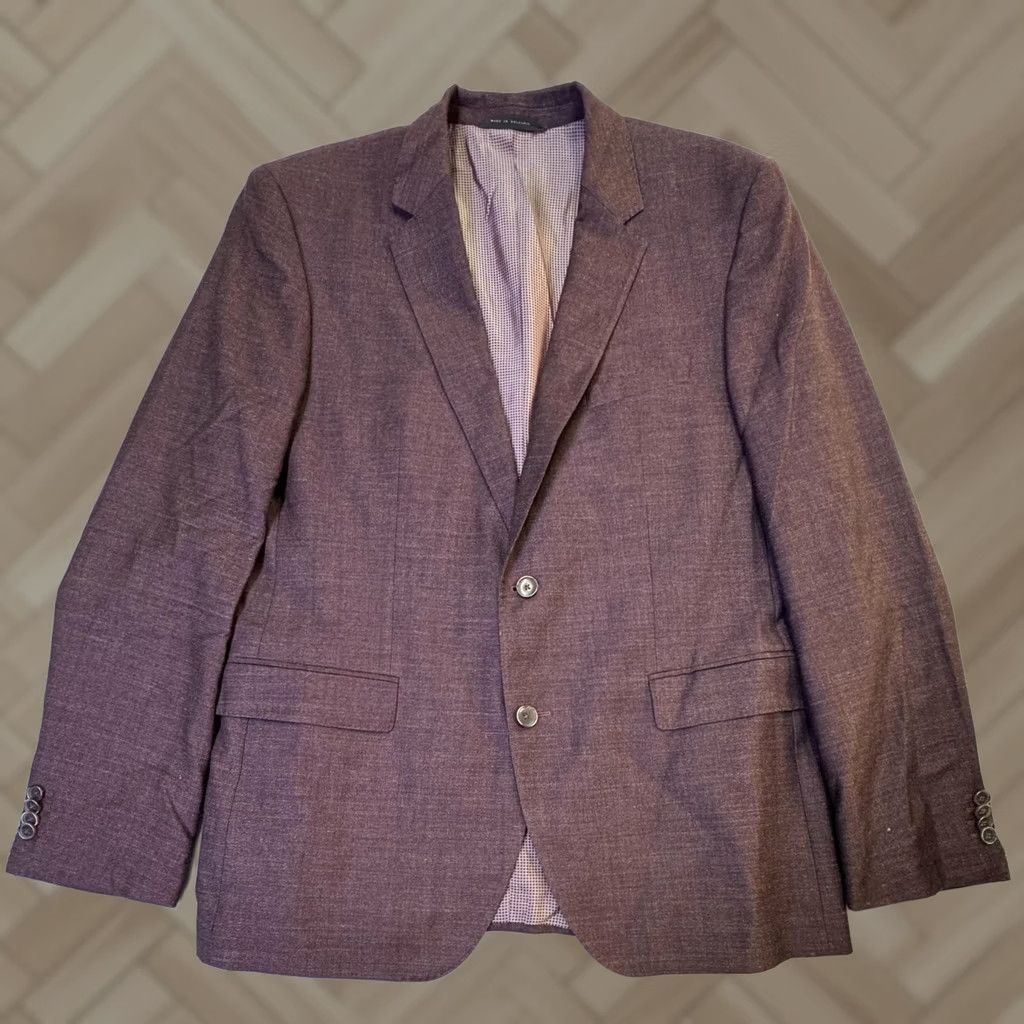 Hugo Boss HUGO BOSS Mens 44R Brown Reda Super 130 Wool Blazer Two Button Lined Suit Jacket Size 44R - 1 Thumbnail