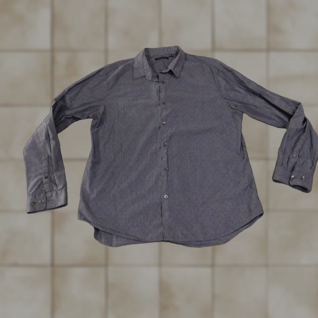 Theory VINTAGE Theory Shirt Mens XL Gray Dobby Dot Button Up Long Sleeve 100% Cotton Casual Size US XL / EU 56 / 4 - 1 Thumbnail