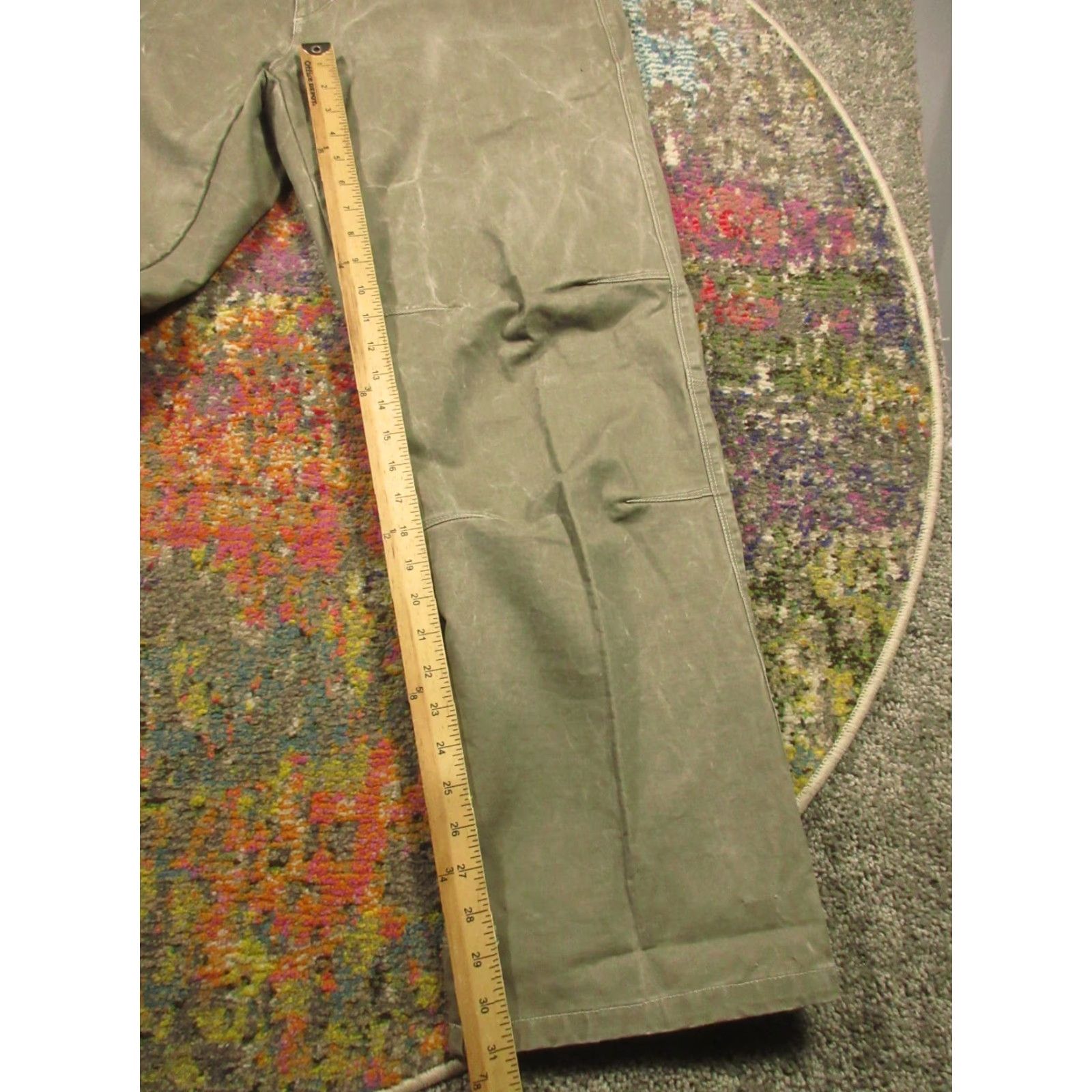 Vintage Kuhl Rydr Pants Men 35x31 Heavy Canvas Vintage Patina Dye Green 5-Pocket Zipper Logo Snap Straight Leg Regular Fit Casual Workwear Travel Size US 35 - 2 Thumbnail