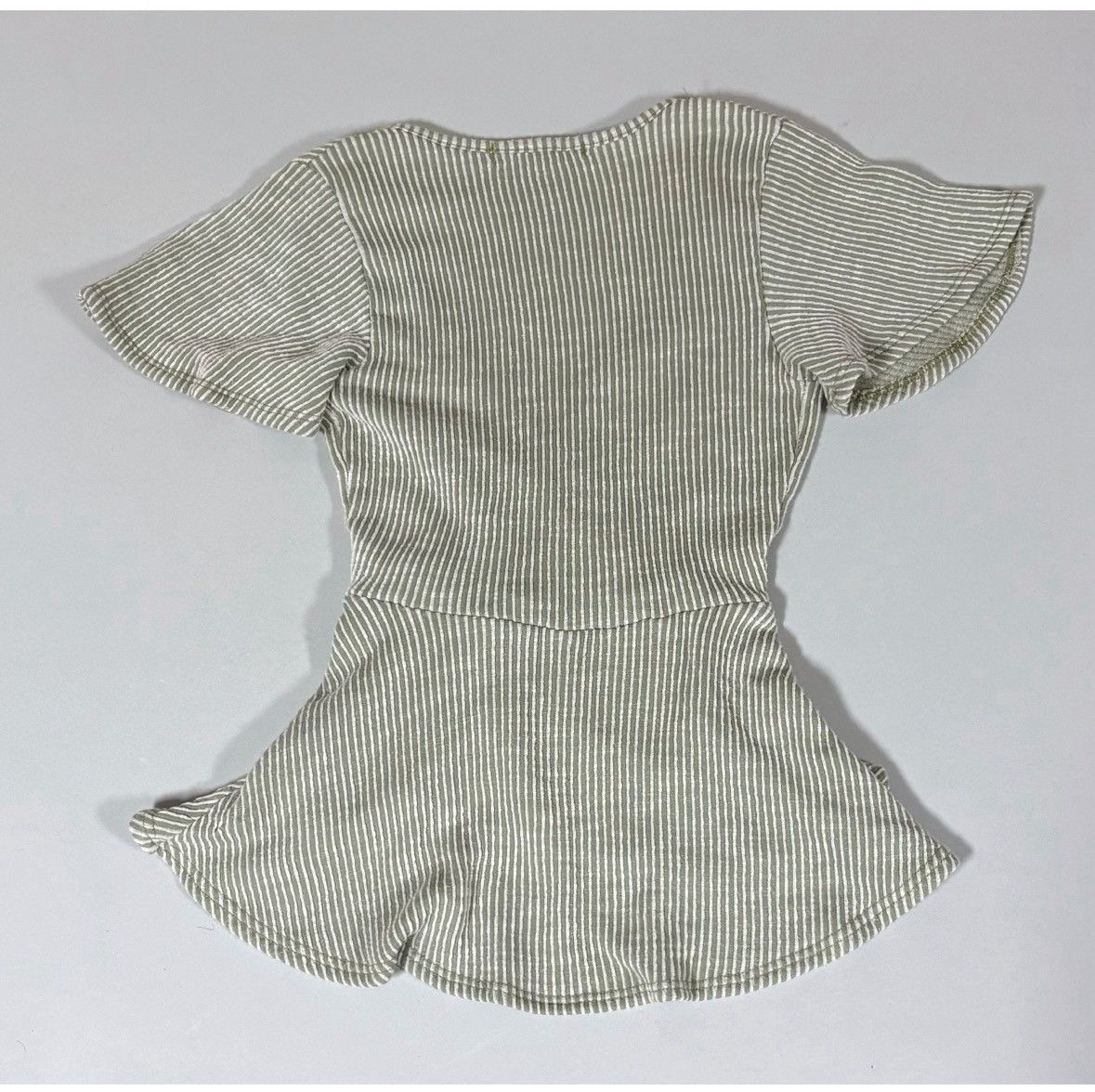 Vintage Olive Green Ribbed Wrap Y2K Babydoll Shirt Top Blouse Size S Size S / US 4 / IT 40 - 4 Thumbnail