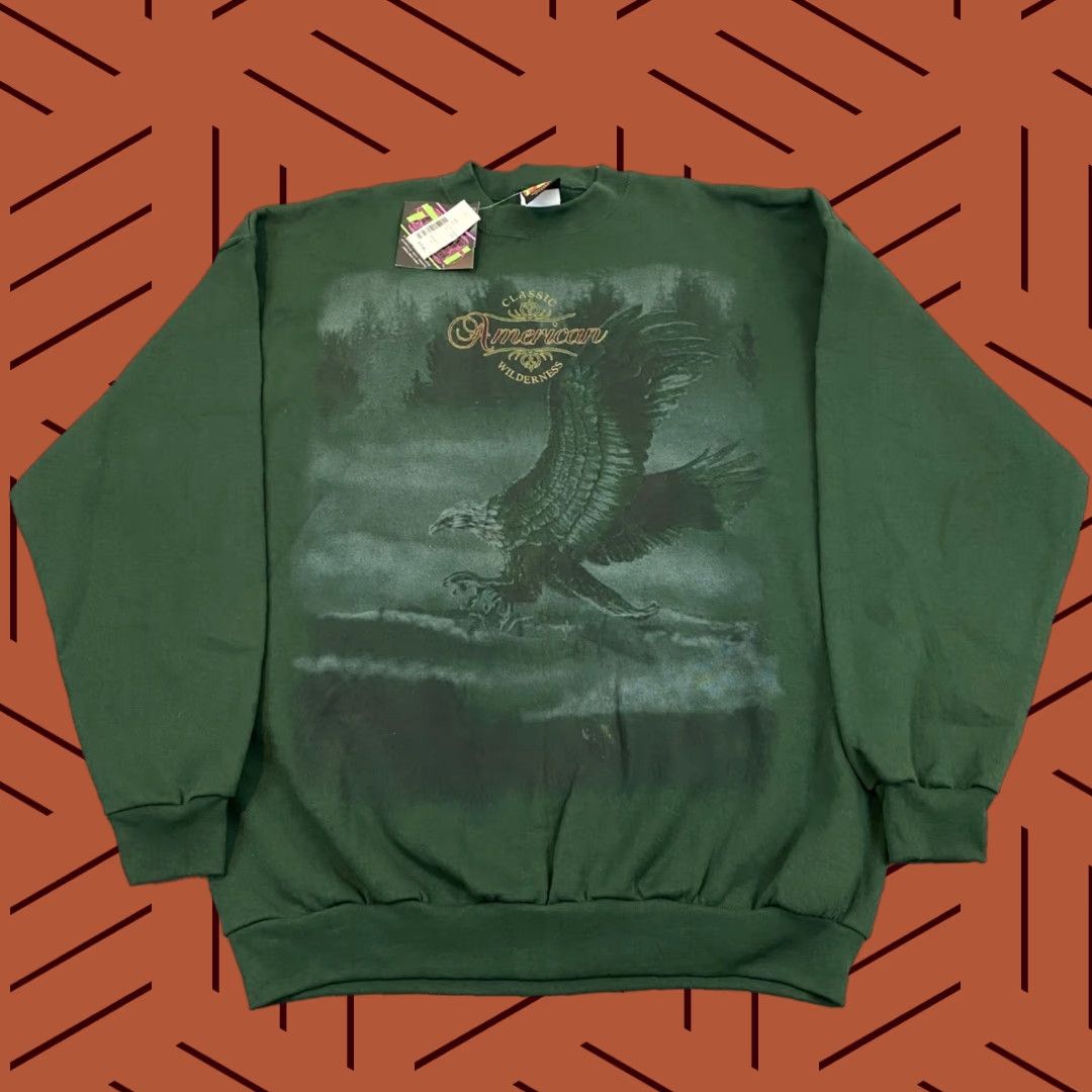 Vintage VINTAGE TSI Nature Sweatshirt Mens XL Green Eagle Wilderness Animal Crew Pullover NEW Jacket Size US XL / EU 56 / 4 - 1 Thumbnail