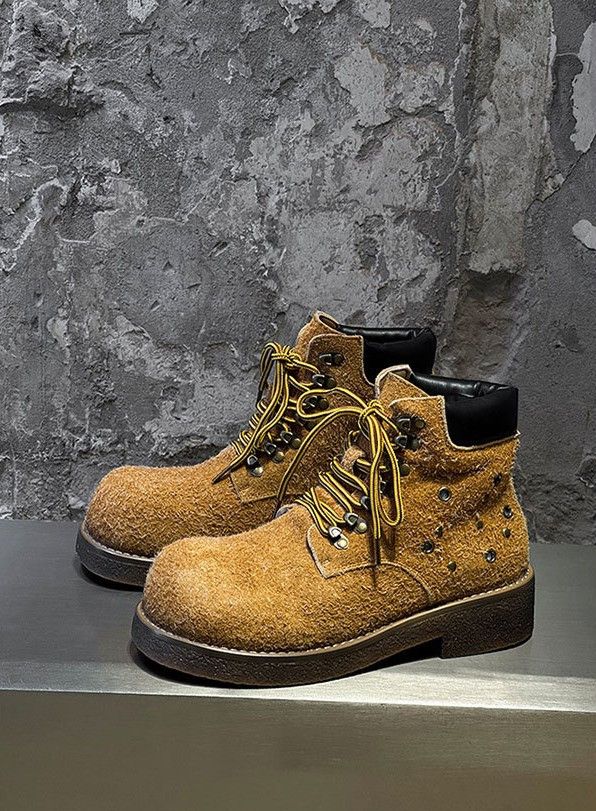 Japanese Brand Studded Platform Boots, Workwear Ankle Boots Size US 9 / EU 42 - 1 Thumbnail