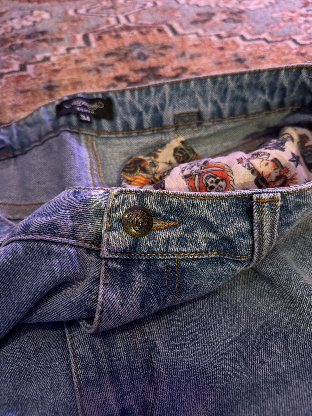 Ed Hardy Ed Hardy Wide Leg Washed Dagger Heart Jeans Size US 36 / EU 52 - 4 Thumbnail