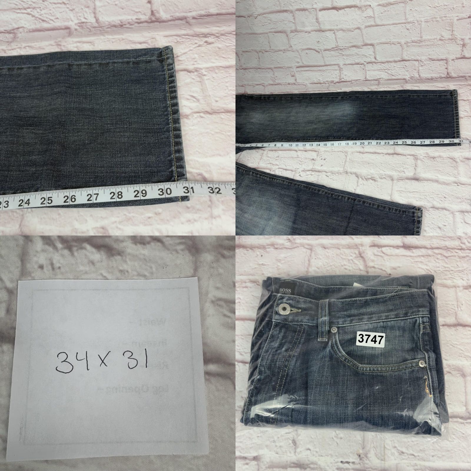 Hugo Boss HUGO BOSS Texas Jeans Mens 34x31 Medium Wash Blue Straight Leg Denim Pants Jeans Size US 34 / EU 50 - 10 Thumbnail