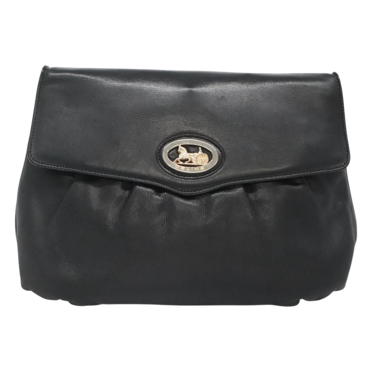 Celine CELINE Shoulder Bag Leather Black Gold Size ONE SIZE - 2 Thumbnail
