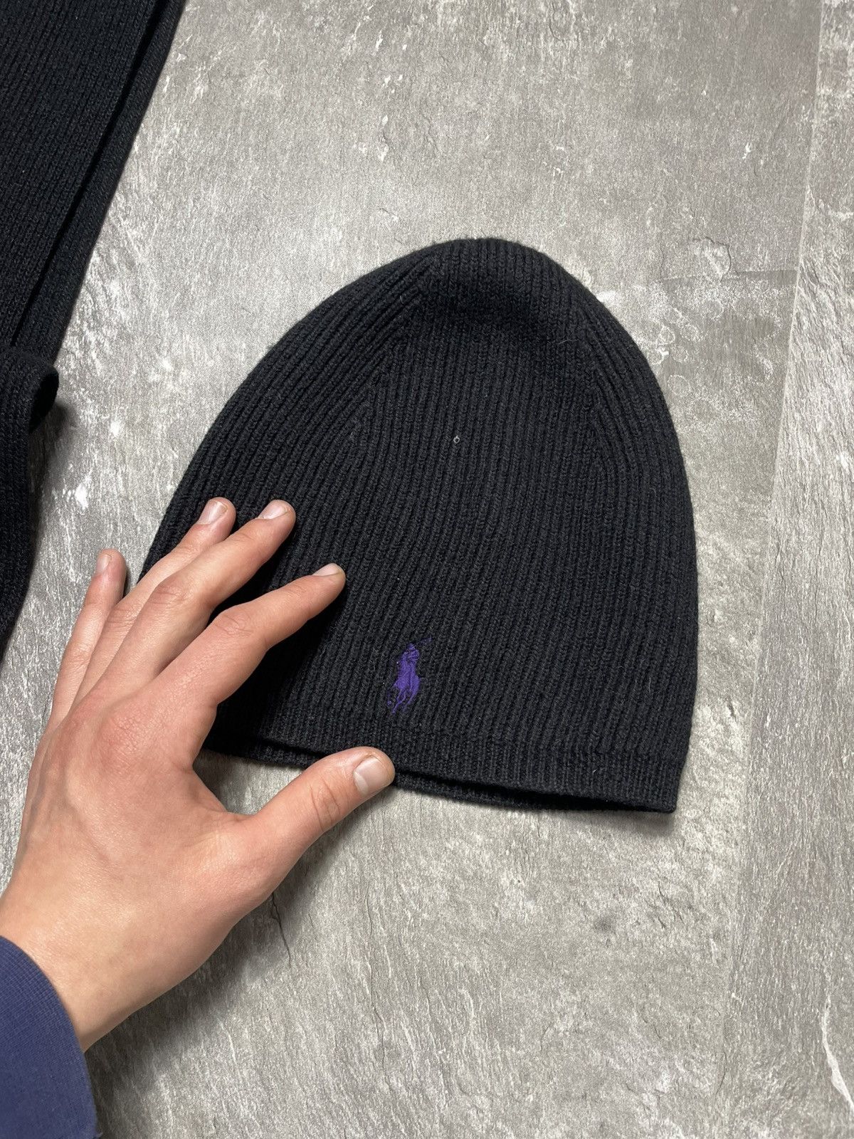 Polo Ralph Lauren Polo Ralph Lauren Hat Scarf Set Black Lambs Wool Vintage Size ONE SIZE - 5 Thumbnail