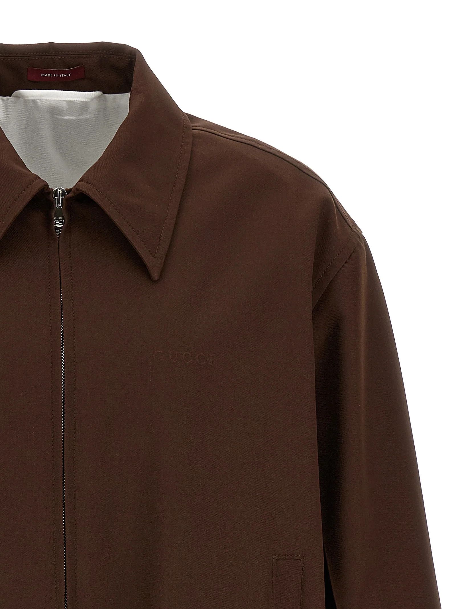 Gucci o1la5ras0426 Embossed Wool Twill Zip Jacket in Brown Size US M / EU 48-50 / 2 - 3 Thumbnail