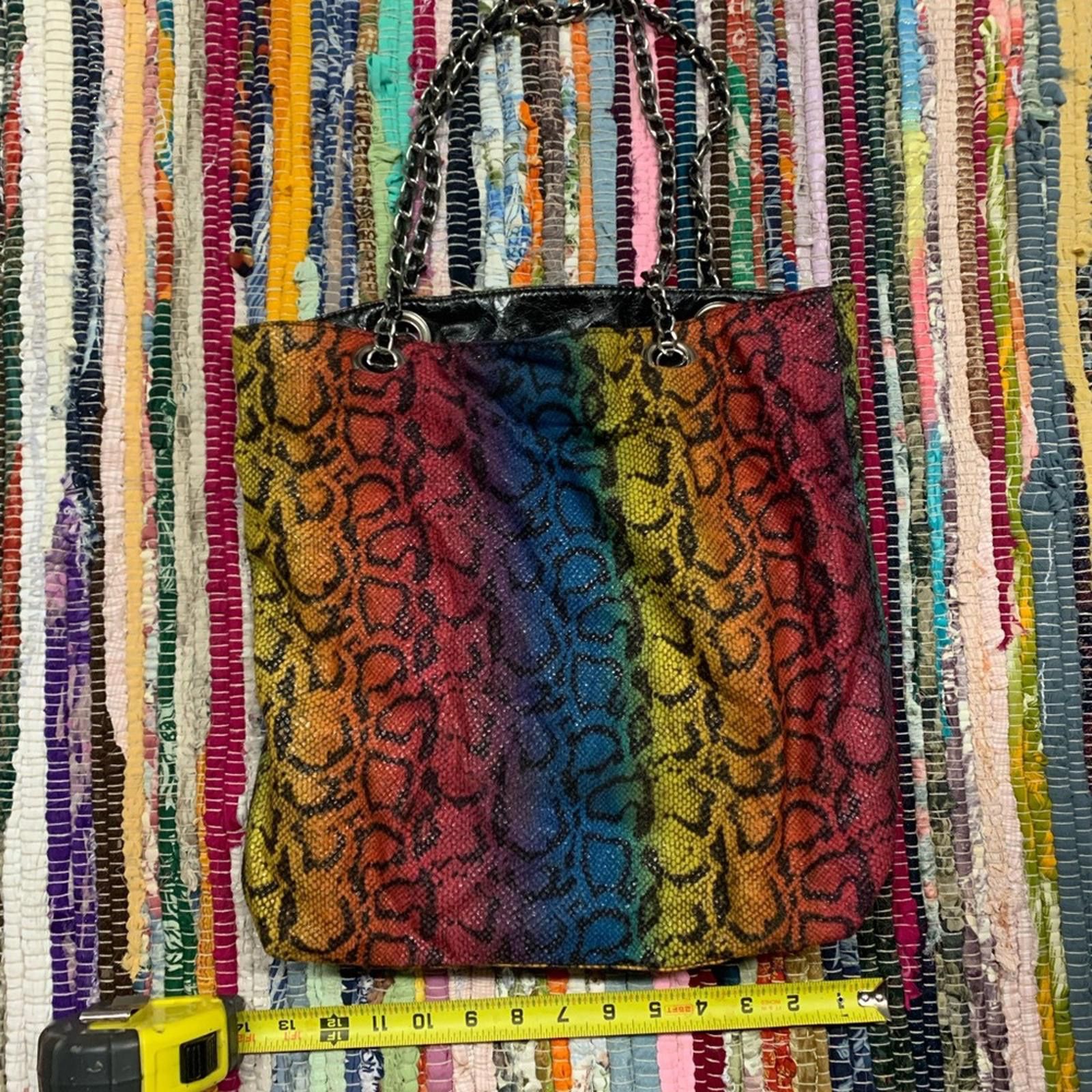 Designer Multicolor Snake Print Tote Bag Size ONE SIZE - 2 Thumbnail
