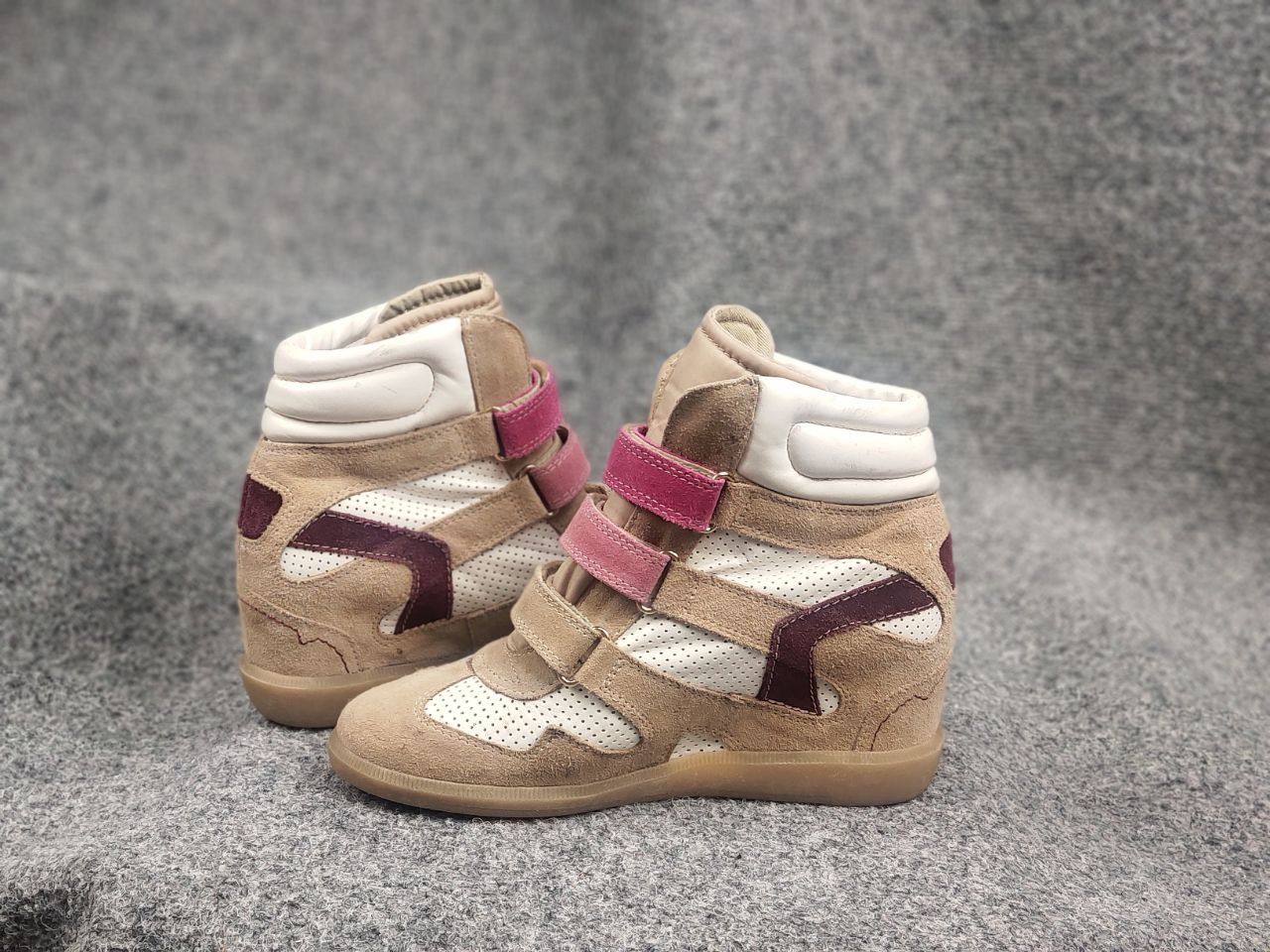 If Six Was Nine Vintage isabel marant Style wedge sneakers suede Velcro Y2K Size US 8 / IT 38 - 14 Thumbnail