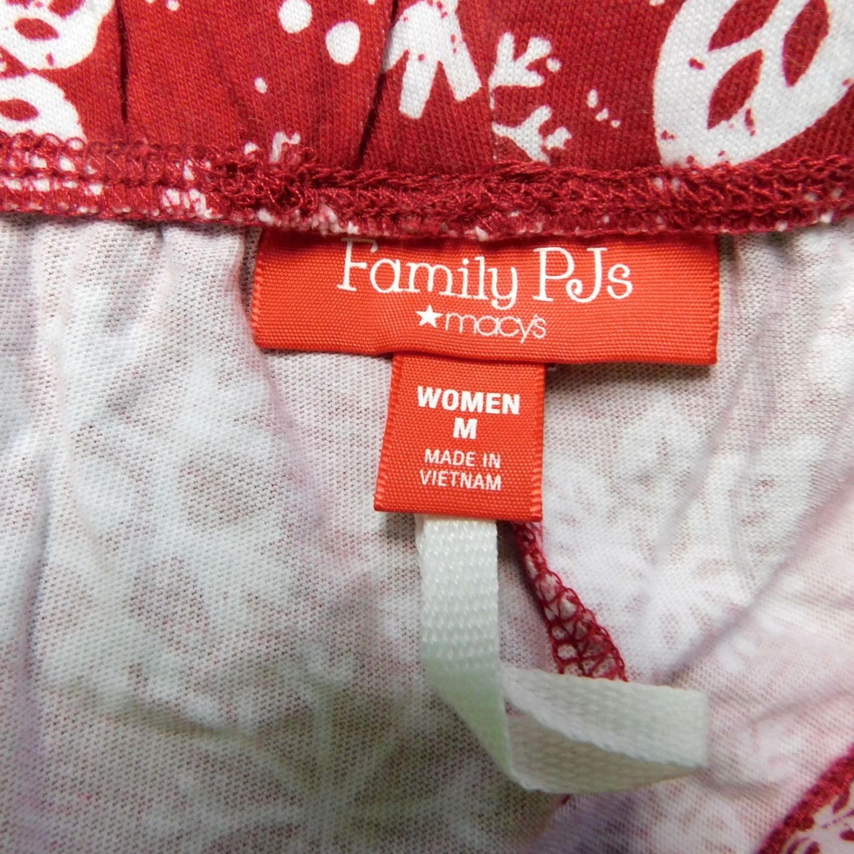 Vintage Family PJs Women's Pajama Pants Red Snowflake Christmas Knit Cotton Polyester M Regular Size 32" / US 10 / IT 46 - 3 Thumbnail