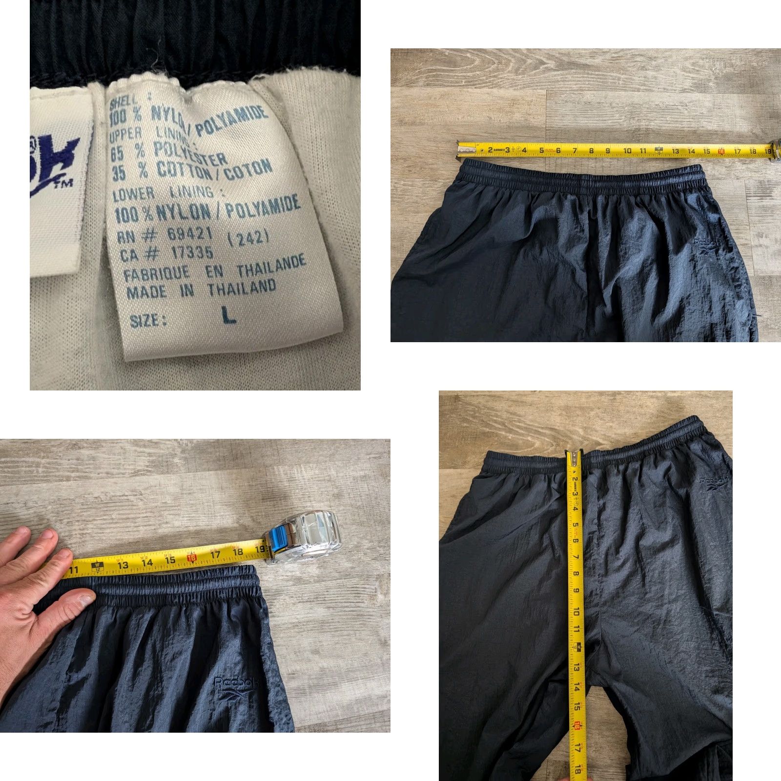 Reebok Vintage Reebok Pants Men L Blue Lined Windbreaker Track Leg Zipper Defect 90s Size US 33 - 8 Thumbnail