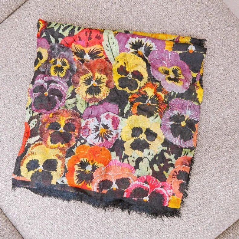 Loewe Loewe Pansy Print Wool Blend Scarf - dmc Size ONE SIZE - 1 Thumbnail