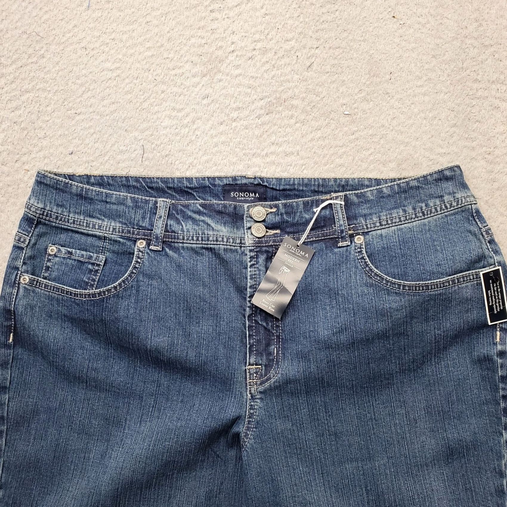 Vintage Sonoma Bootcut Jeans Womens 16 Blue Denim Modern Fit Stretch Low Rise Outdoor Jeans Size 38" / US 16 / IT 52 - 7 Thumbnail