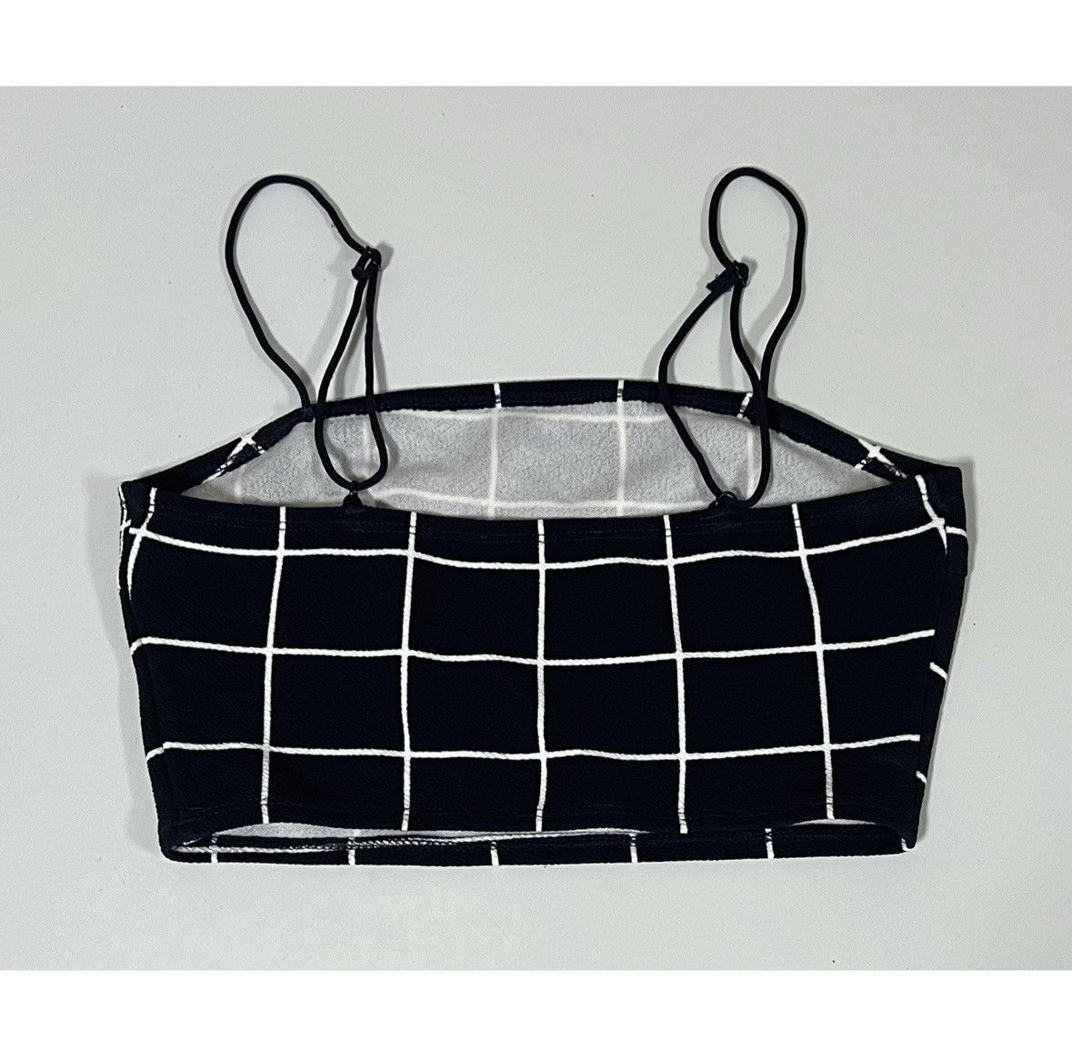 Japanese Brand Navy Blue Checkered Grid Tank Crop Top Shirt Blouse Size XS🤍 Size XS / US 0-2 / IT 36-38 - 4 Thumbnail