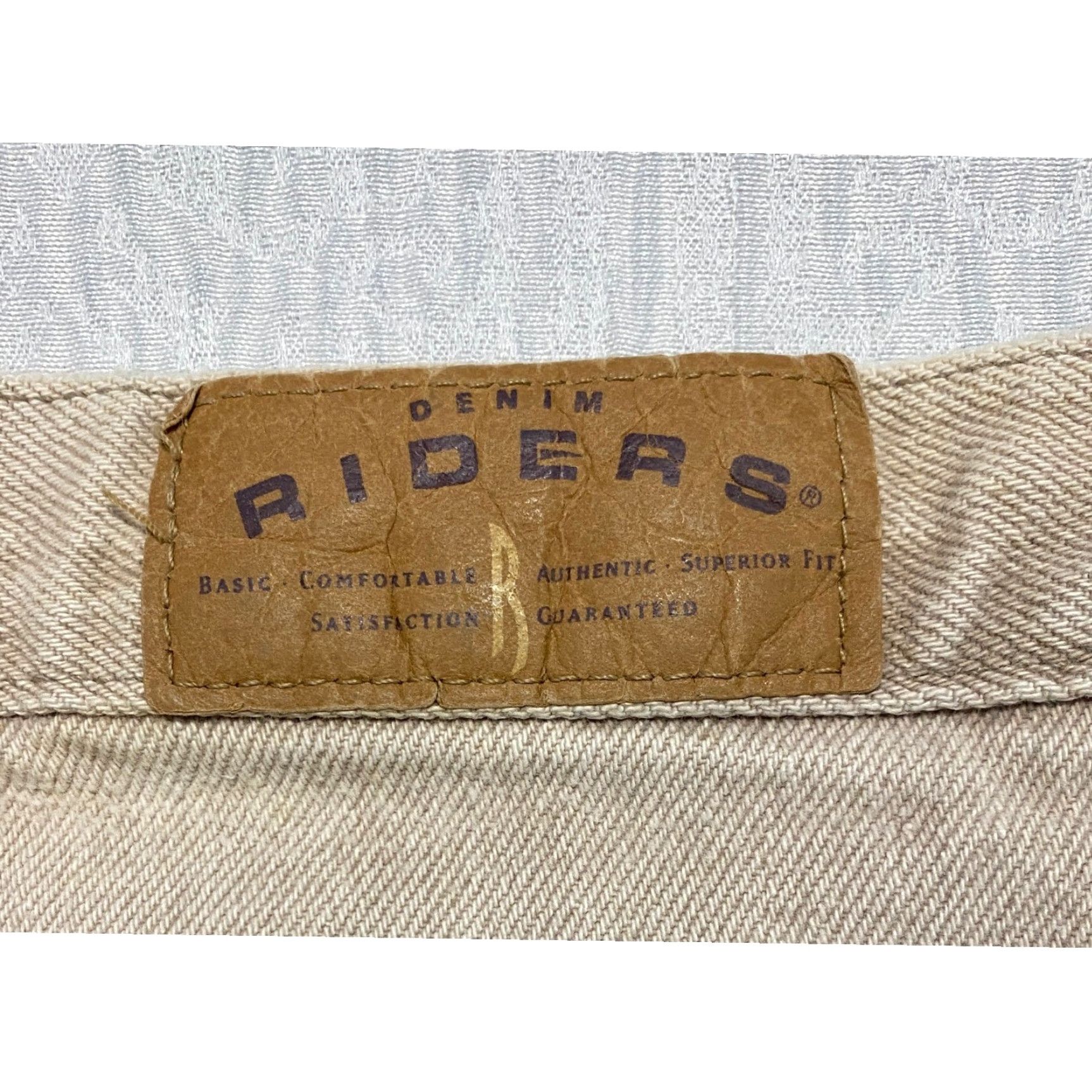 Vintage VINTAGE Riders Jeans Women 10P Beige Denim Straight 5-Pocket Retro Mid Rise: 28in Inseam, 100% Cotton Size 32" / US 10 / IT 46 - 3 Thumbnail
