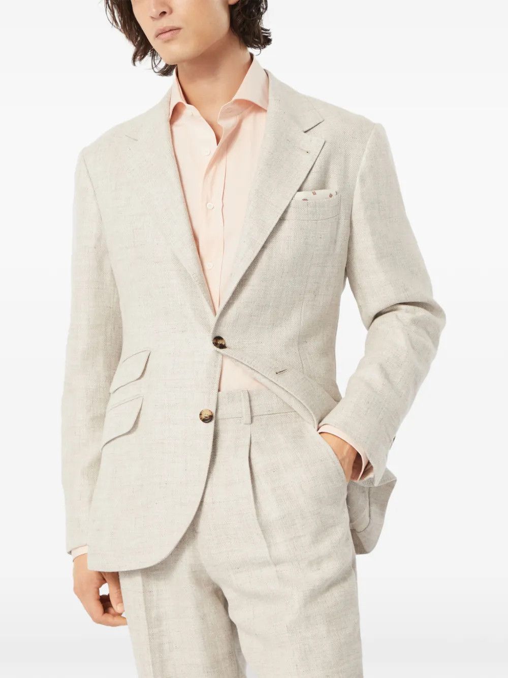 Brunello Cucinelli o1y0526 Single-breasted Blazer in Light Beige Size US M / EU 48-50 / 2 - 3 Thumbnail
