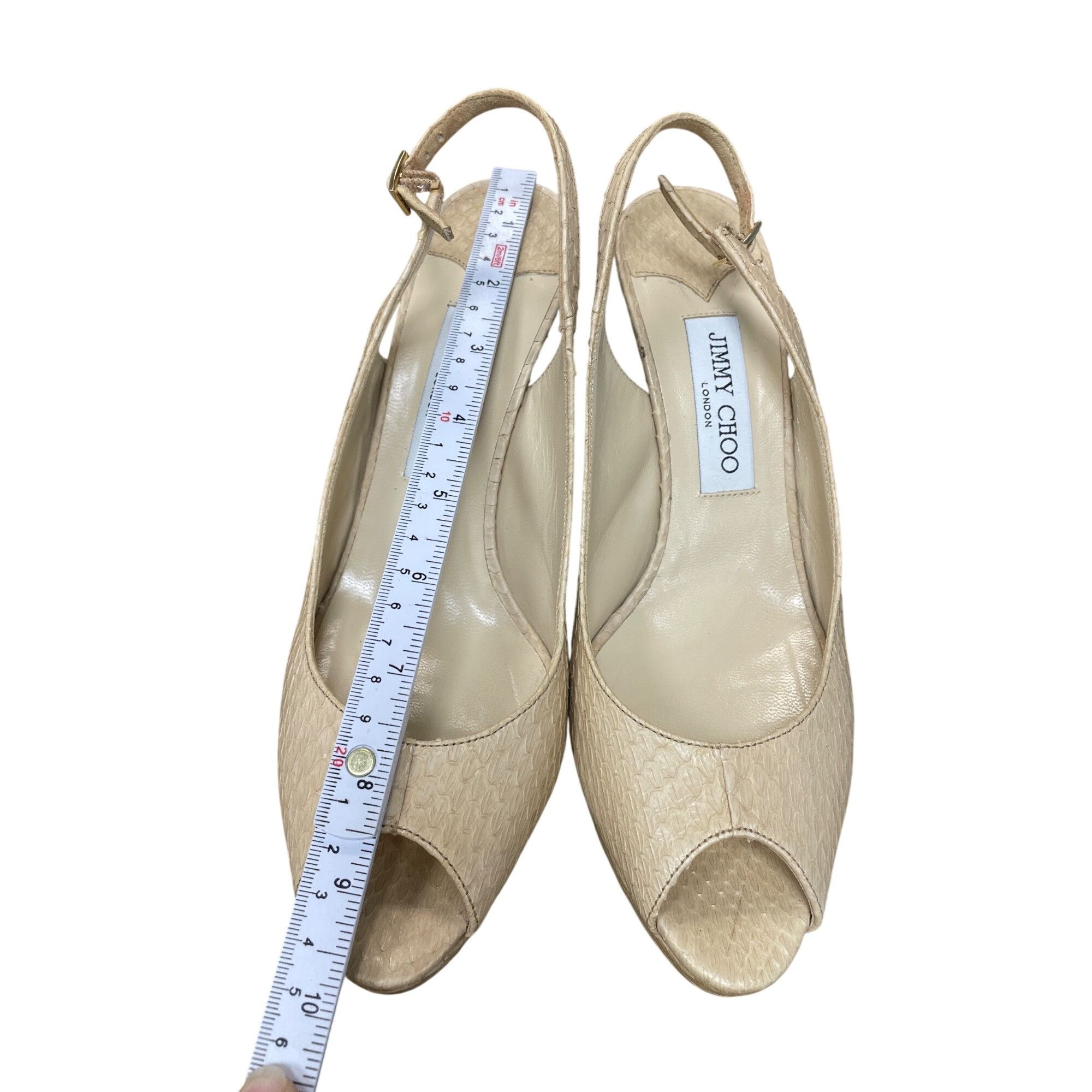 Jimmy Choo Jimmy Choo London womens beige snakeskin slingback leather 4 Size US 9.5 / IT 39.5 - 7 Thumbnail