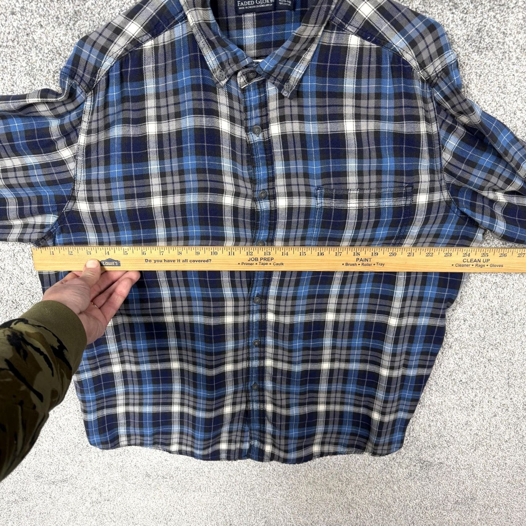 Faded Glory Faded Glory Mens XL Flannel Button-Down Shirt Blue Gray Plaid Workwear Casual Button-Up Sh Size US XL / EU 56 / 4 - 4 Thumbnail