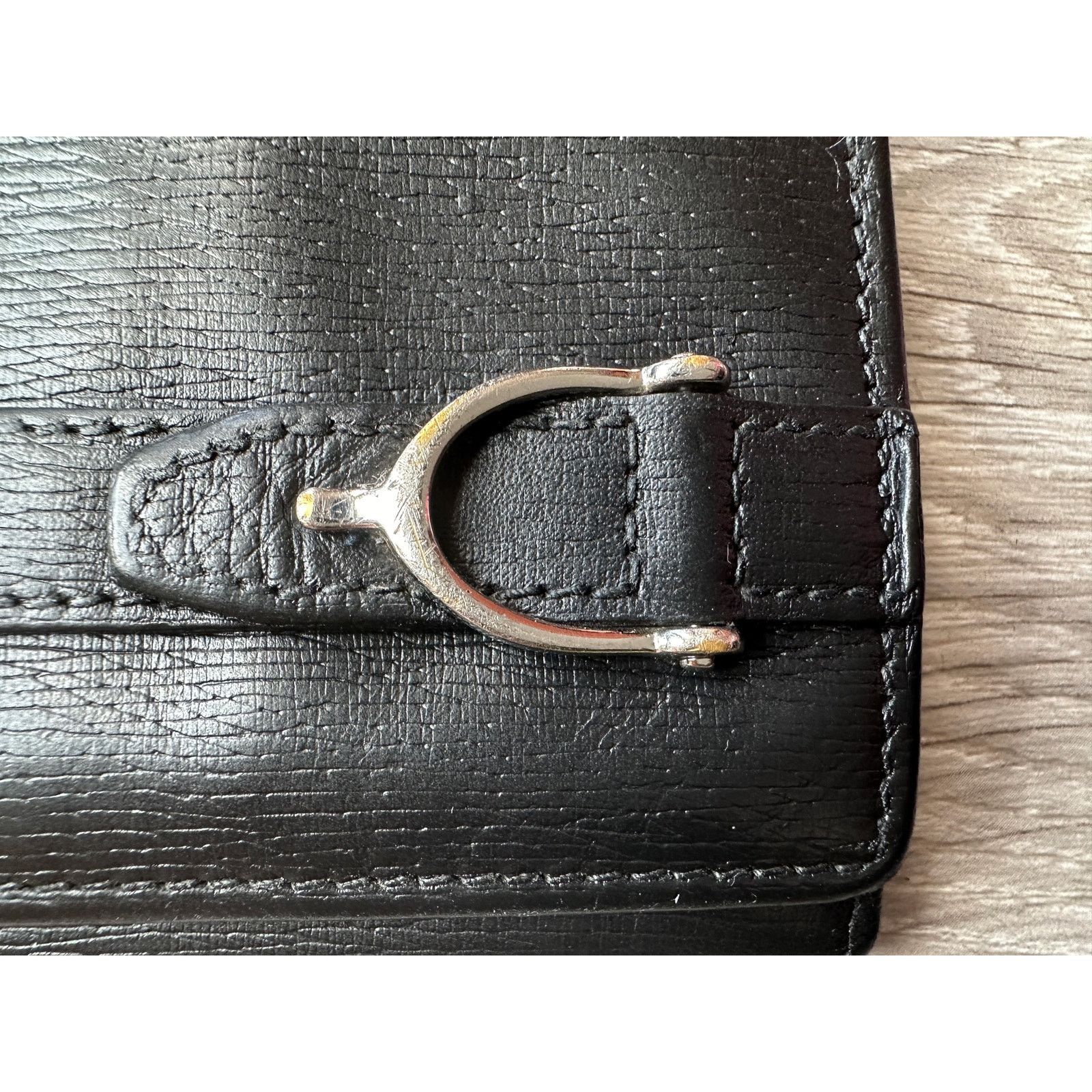 Gucci Gucci Black Long Bifold Wallet with Silver Belt Buckle Size ONE SIZE - 17 Thumbnail