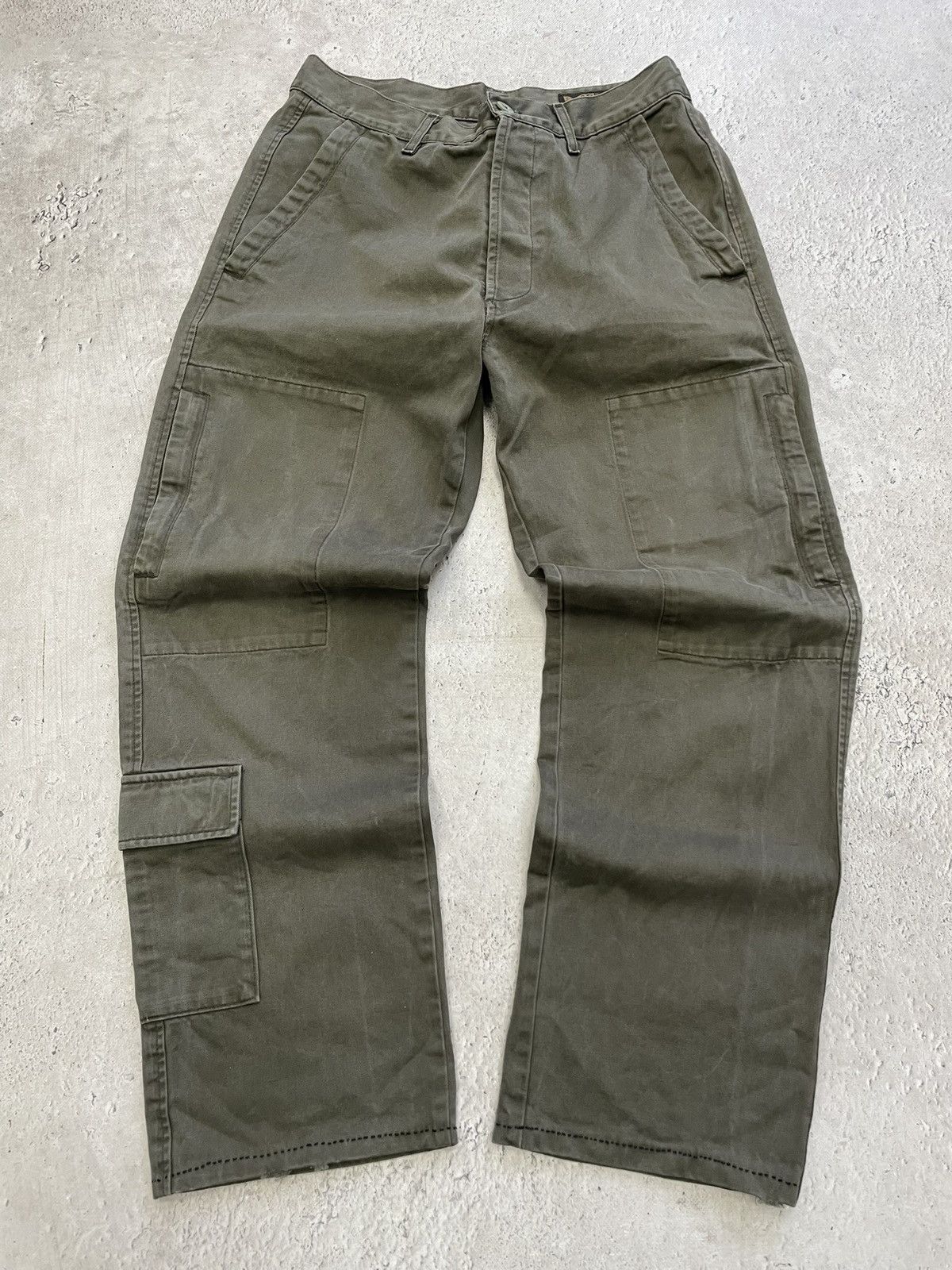 Junya Watanabe Green olive washed navy Cargo pants avant garde y2k style Size US 33 - 1 Thumbnail