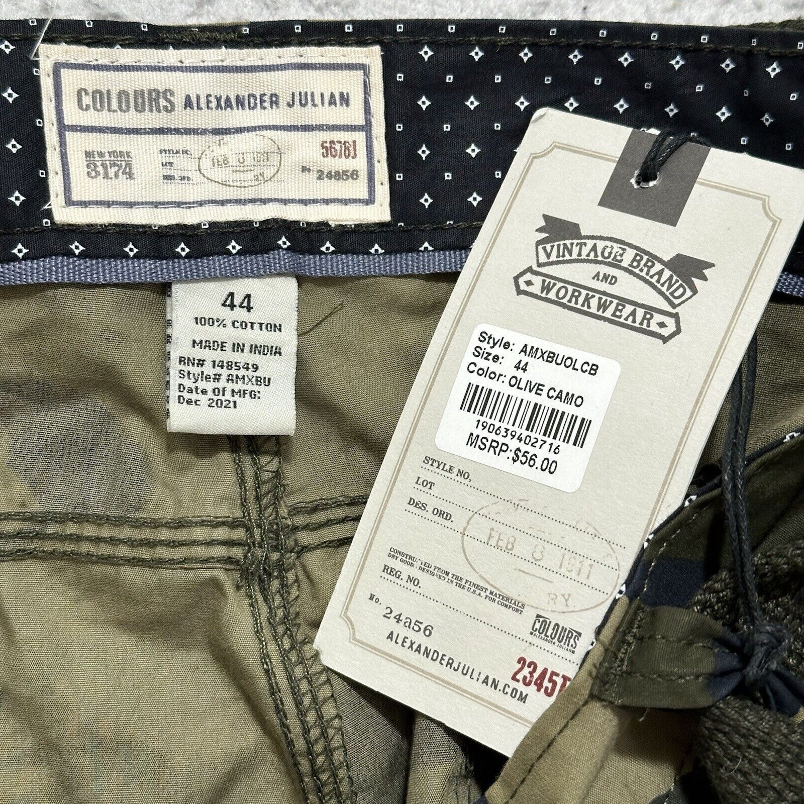 Alexander Julian Alexander Julian 44 Cargo Shorts 11.5" Inseam Green Camo Size US 44 / EU 60 - 3 Thumbnail