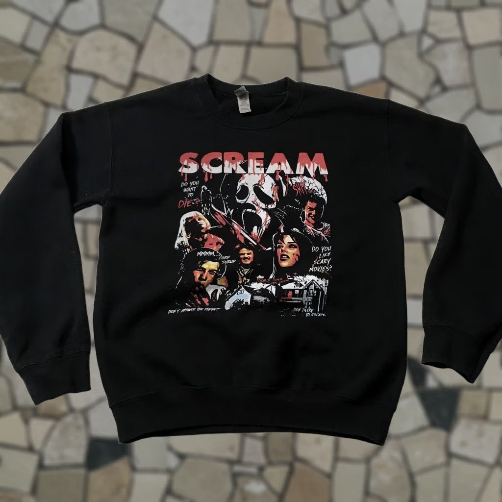 Gildan Ghost Face Scream die dont scary Crew Neck Sweatshirt Size S Black Gildan Men Vintage Size US S / EU 44-46 / 1 - 1 Thumbnail