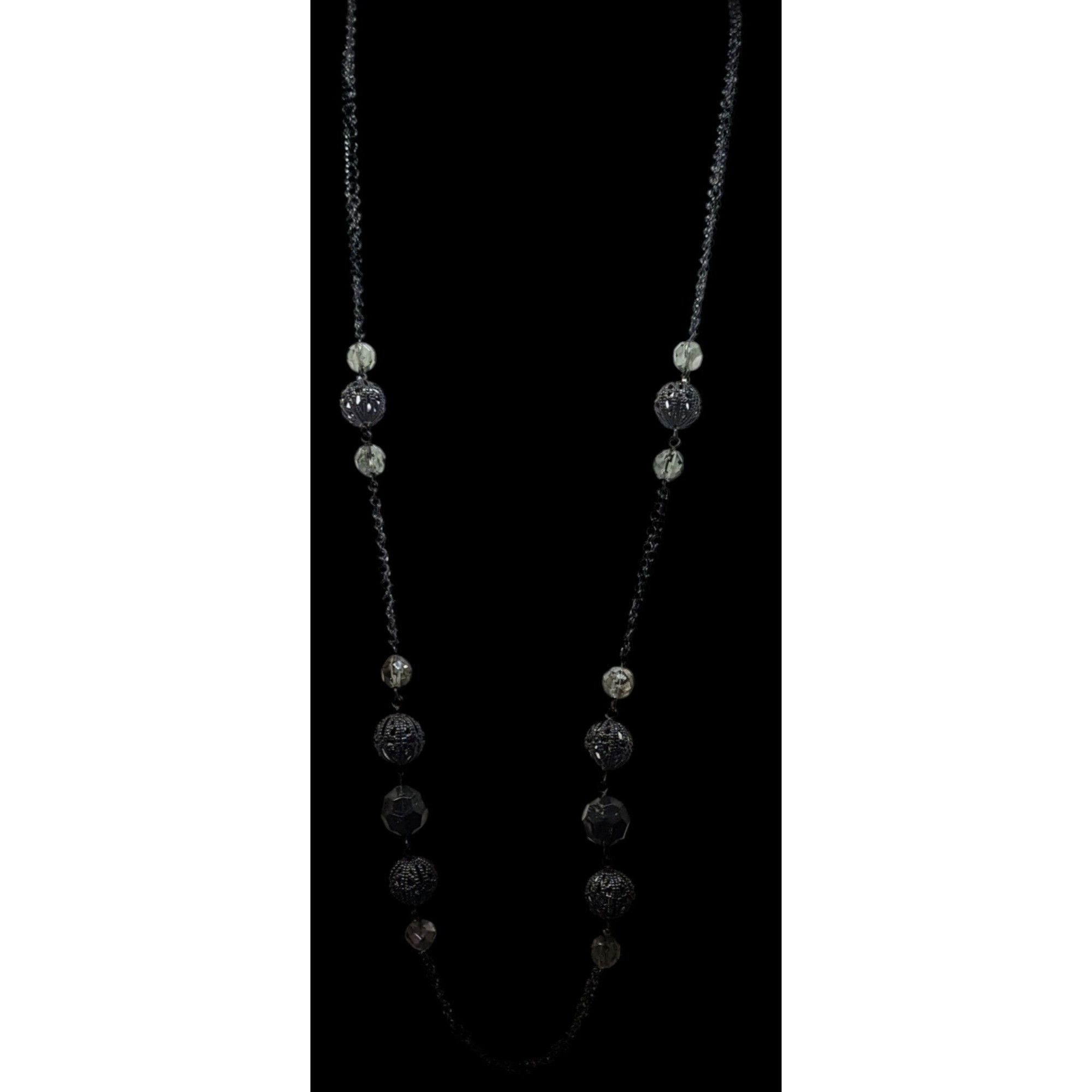 Other Gothic Matte Black Beaded Chain Station Necklace Size ONE SIZE - 4 Thumbnail