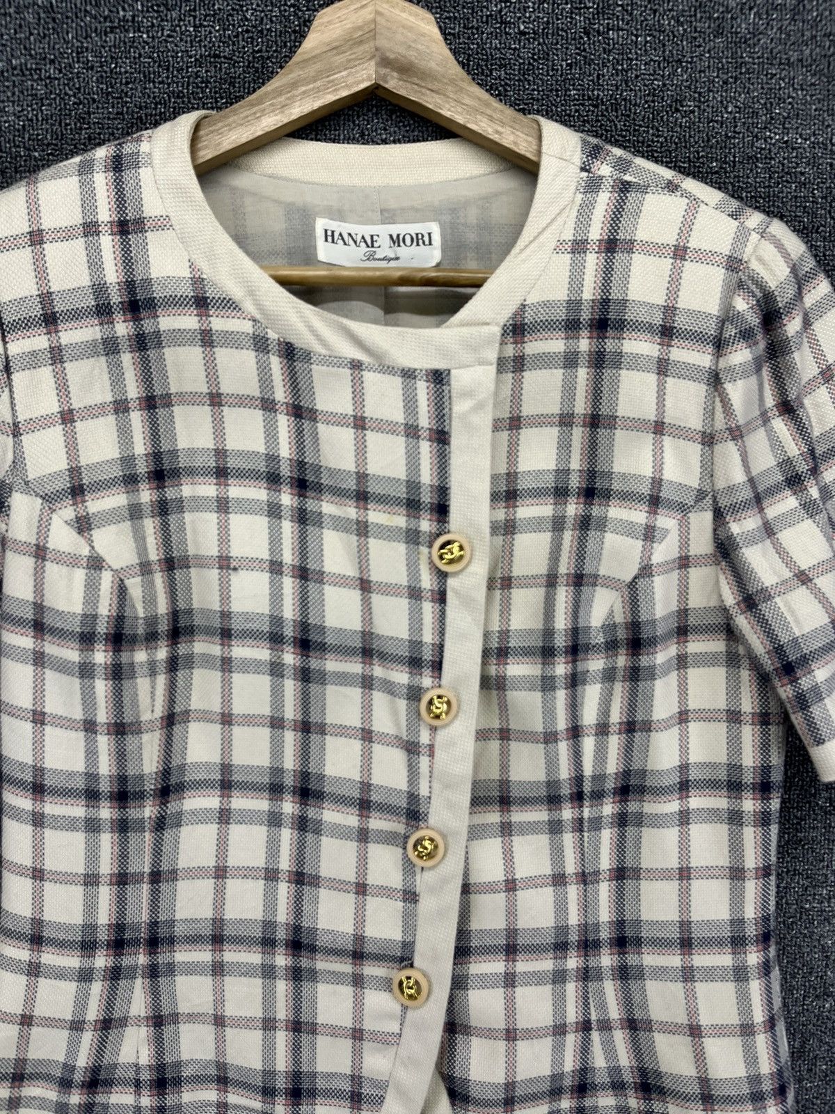 Hanae Mori Hanae Mori Shadow Plaid Button Up Shirts Blouse Cardigan Size M / US 6-8 / IT 42-44 - 5 Thumbnail