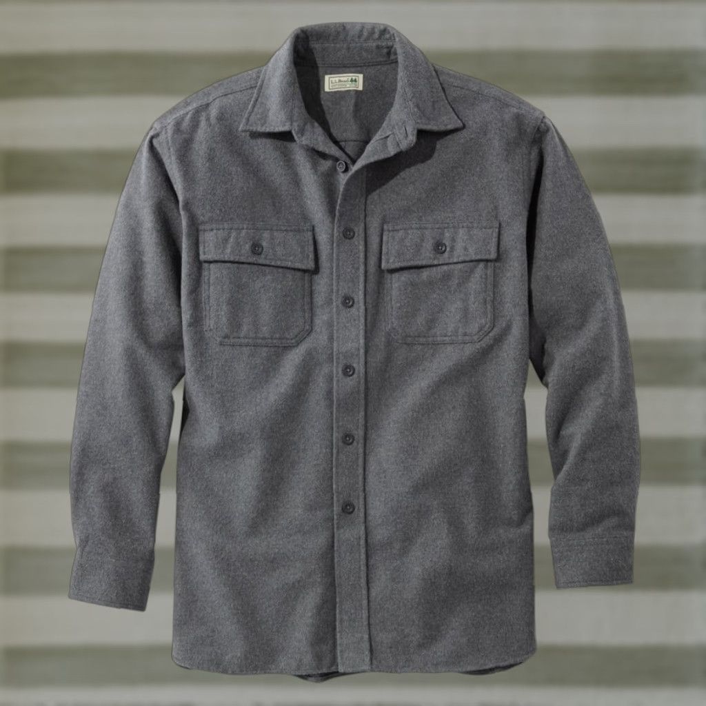 Vintage L.L. Bean Men's Chamois Cloth Shirt Button-Up Size L Gray Regular Size US L / EU 52-54 / 3 - 1 Thumbnail