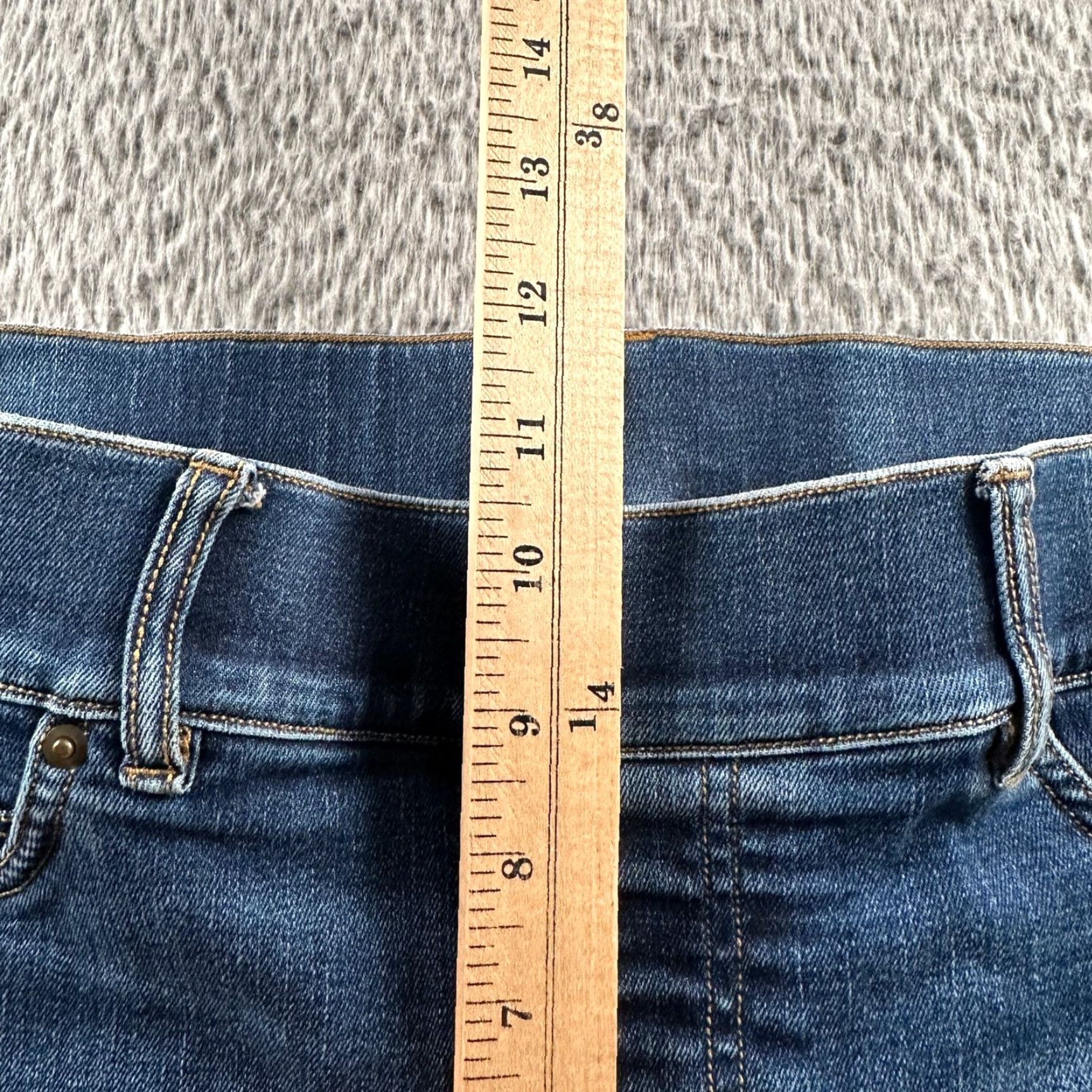 Spanx SPANX Jeans Womens L Flare Leg Pull On Stretch Denim Dark Blue Elastic Waist Jeans Size 36" / US 14 / IT 50 - 6 Thumbnail