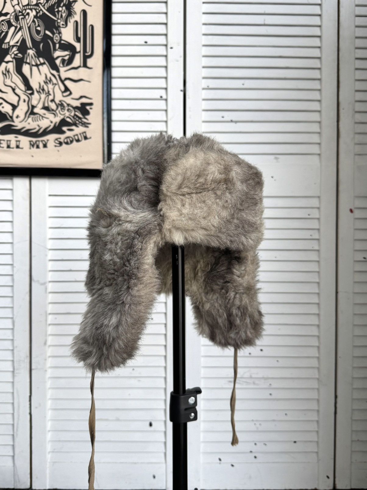 Vintage Vintage Faux Fur Ushanka Trapper Hat Gray Soviet Style 80s Size ONE SIZE - 5 Thumbnail