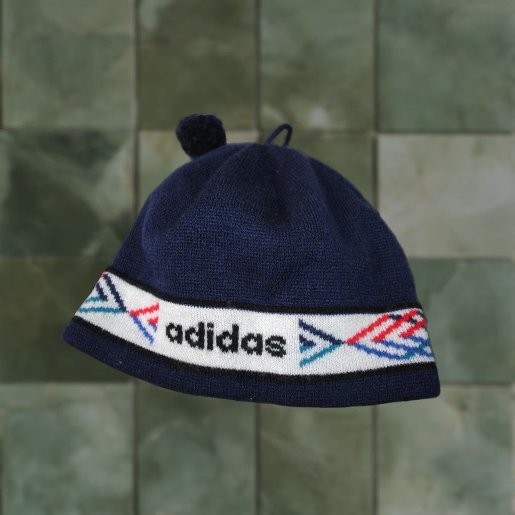 Adidas VINTAGE adidas Hat Men One Size Blue Polyacryl Knitted Rare Sport Style 80s 70s Made in Germany Adjustable Winter Size ONE SIZE - 1 Thumbnail