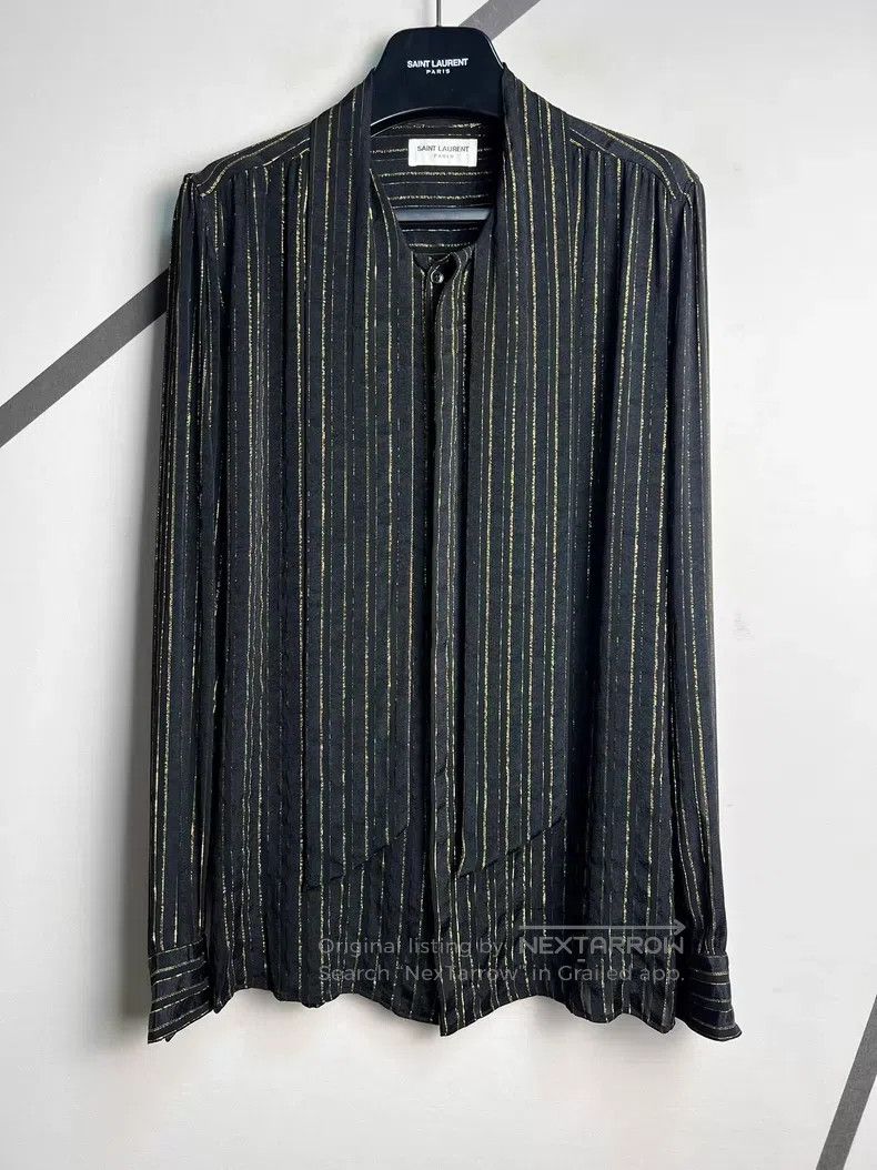 Saint Laurent Paris Saint Laurent Paris Semi-Transparent Silk Bow Collar Shirt Size XS / US 0-2 / IT 36-38 - 2 Thumbnail