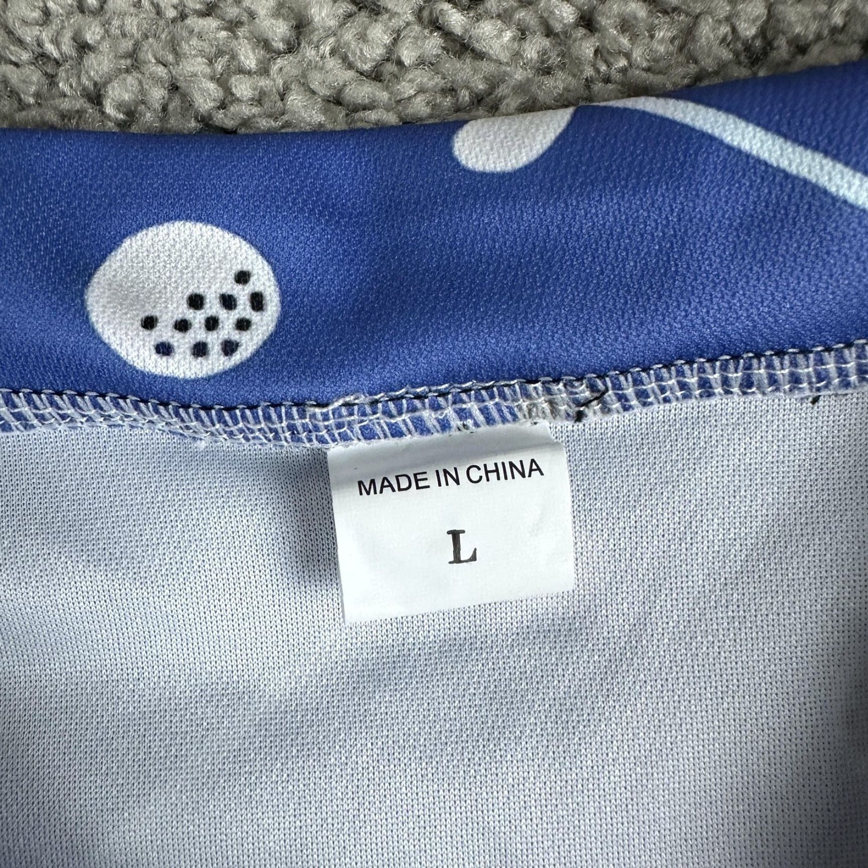 Vintage Golf Polo Shirt Mens Large Blue All Over Print Clubs Balls Novelty Short Sleeve Size US L / EU 52-54 / 3 - 4 Thumbnail