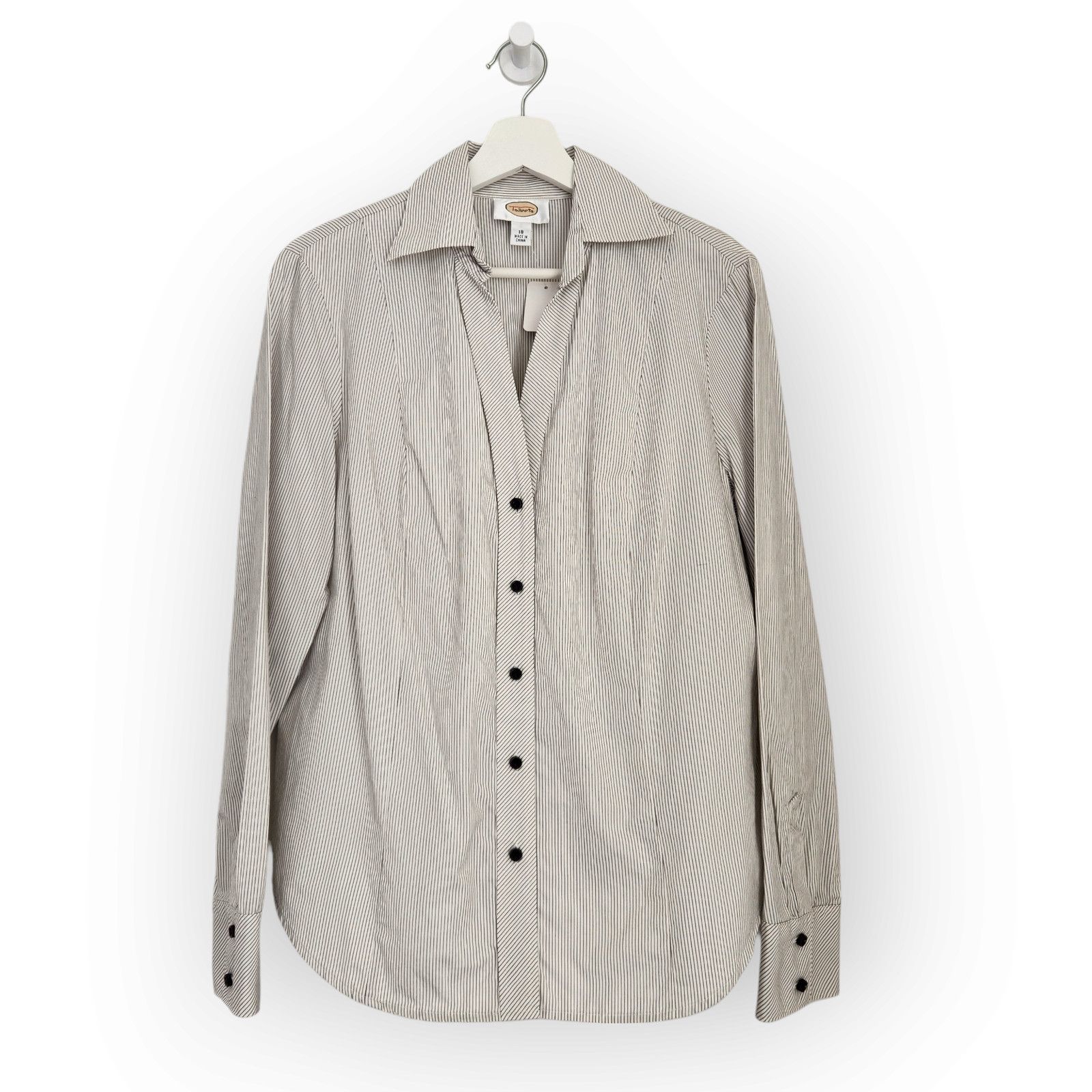 Vintage Vintage Talbots White Dark Gray PinstripeButton Down Shirt18 Size XL / US 12-14 / IT 48-50 - 8 Thumbnail