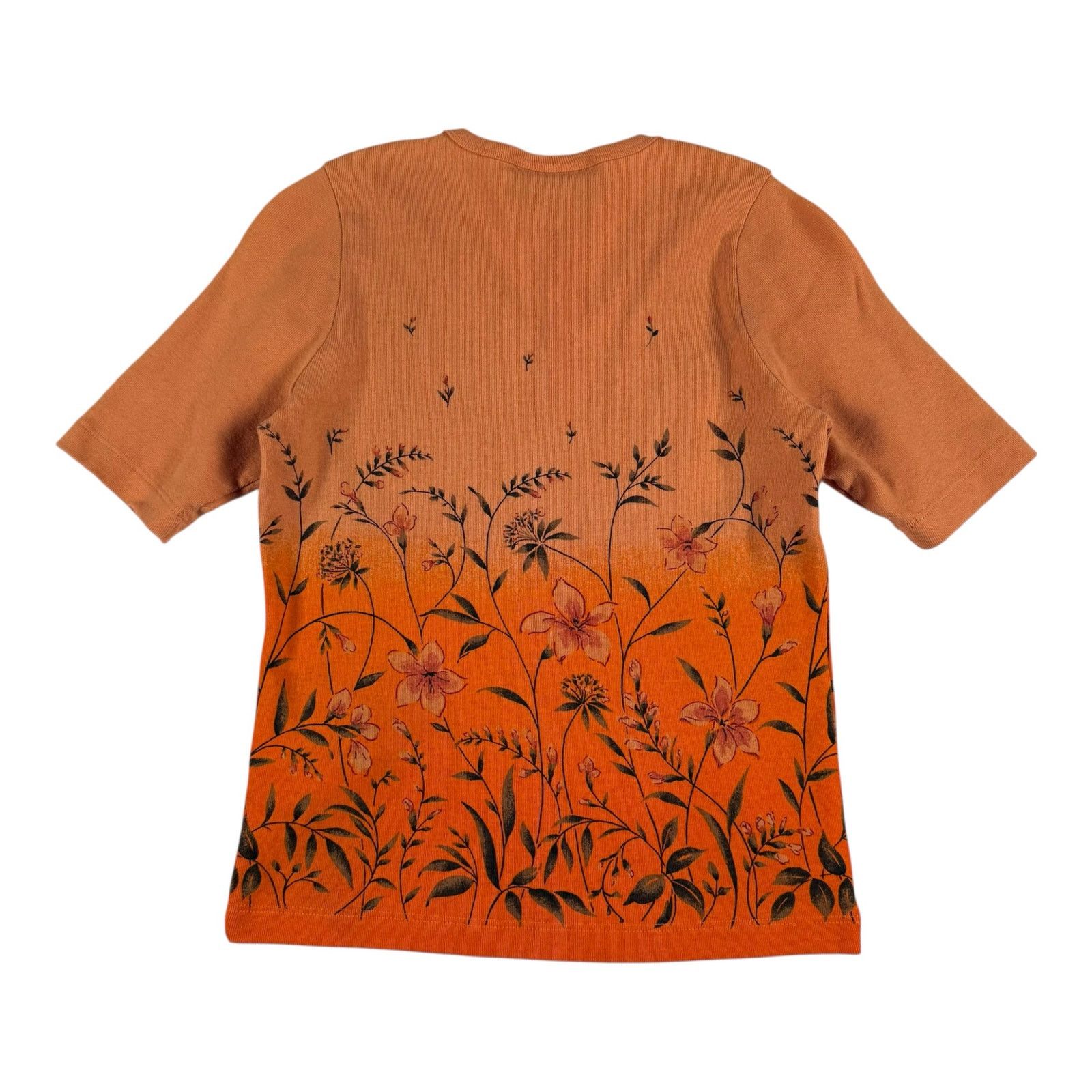 Sonoma Vintage y2k Sonoma Women's Orange Floral Ombré Top Blouse Size L / US 10 / IT 46 - 2 Thumbnail