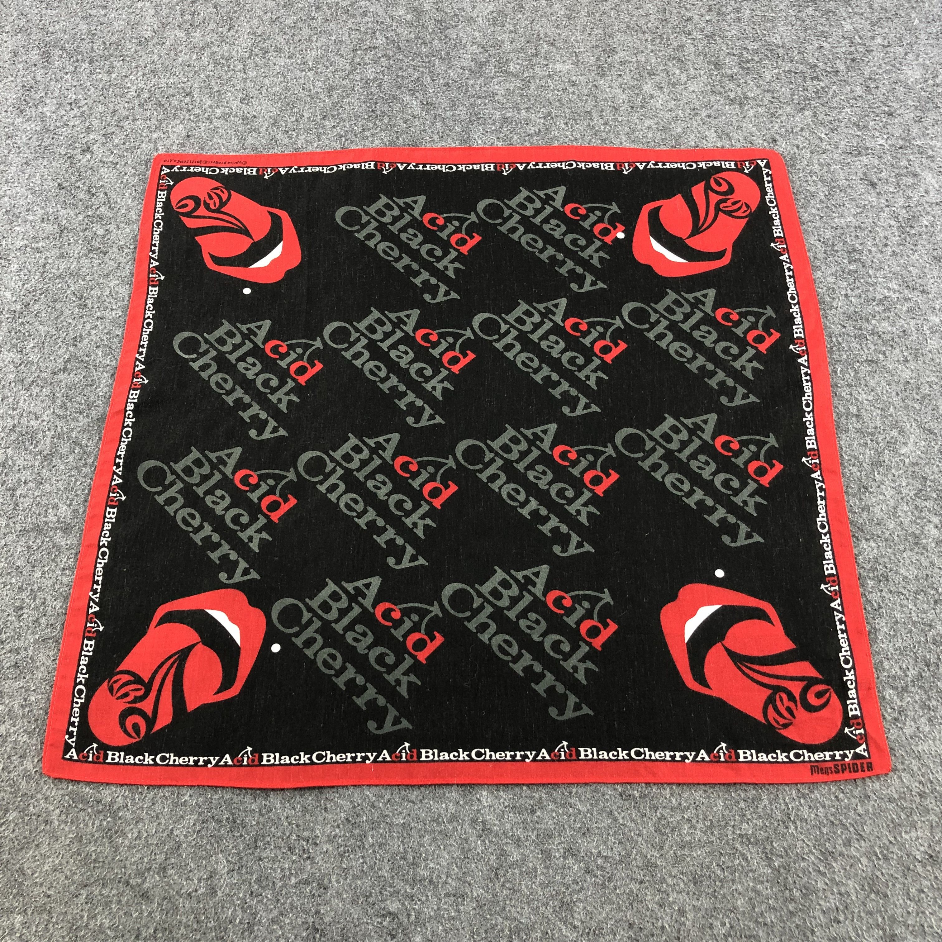 Vintage Acid Black Cherry Handkerchief Neckerchief Bandana H1334 Size ONE SIZE - 1 Thumbnail