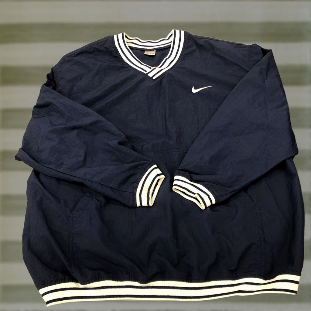 Nike VINTAGE Nike Pullover Jacket Mens 2XL Windbreaker Blue Striped Collar Nickel Windproof Pockets 90s Shirt? Size US XXL / EU 58 / 5 - 1 Thumbnail