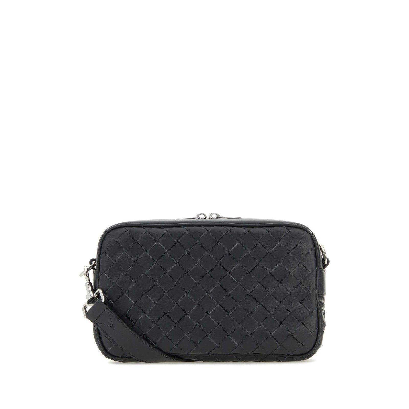 Bottega Veneta Slate Black Intrecciato Leather Crossbody Bag
